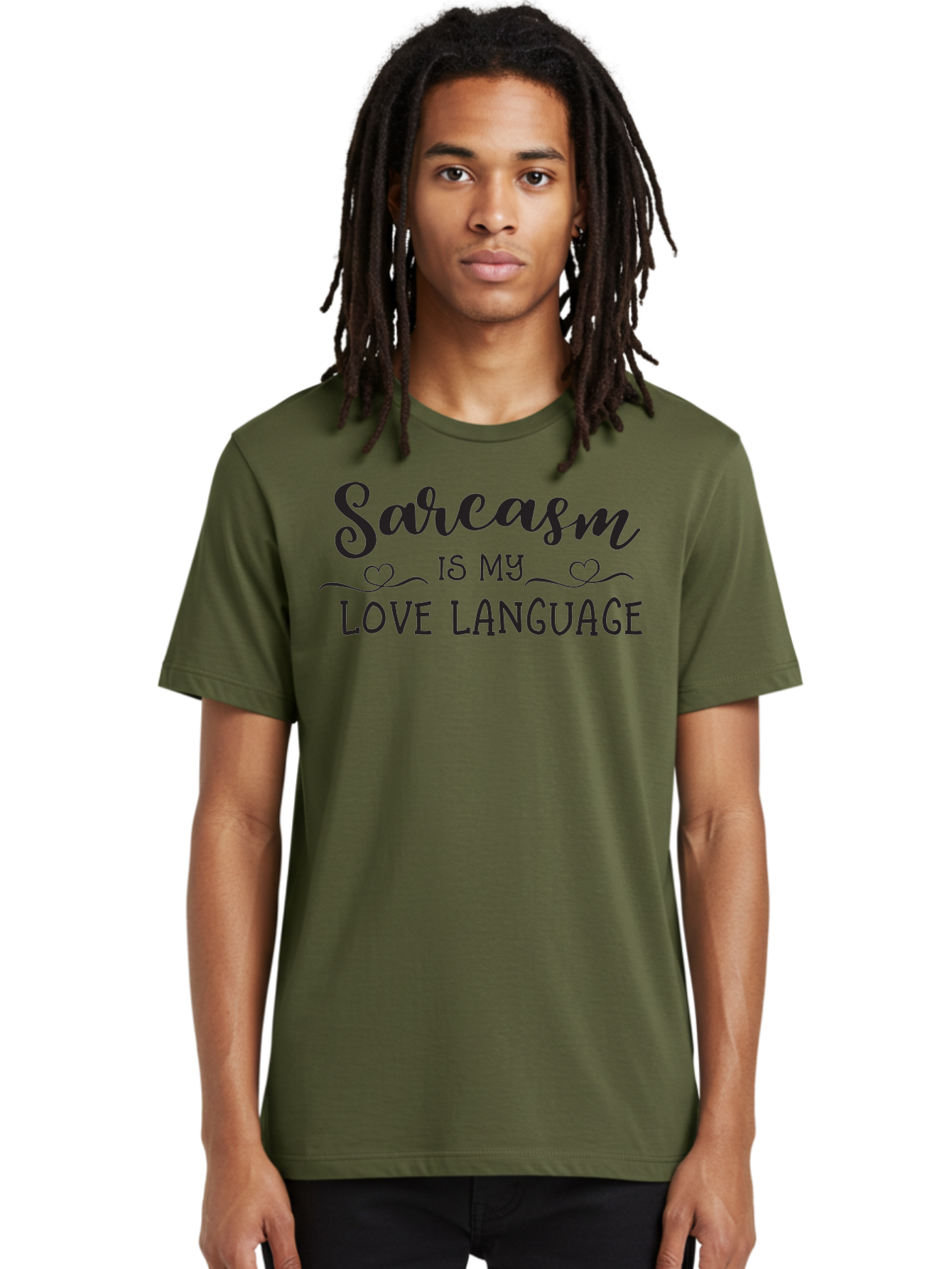 Sarcasm-Is-My-Love-Language Men'S Graphic Tee, 100% Cotton, Comfortable Casual Summer Wear, Machine Washable, Sarcasm, Love Language, Funny Quote, Humorous Phrase, Witty Saying, Heartwarming Text, Cute Design, Quirky Expression, Aad141