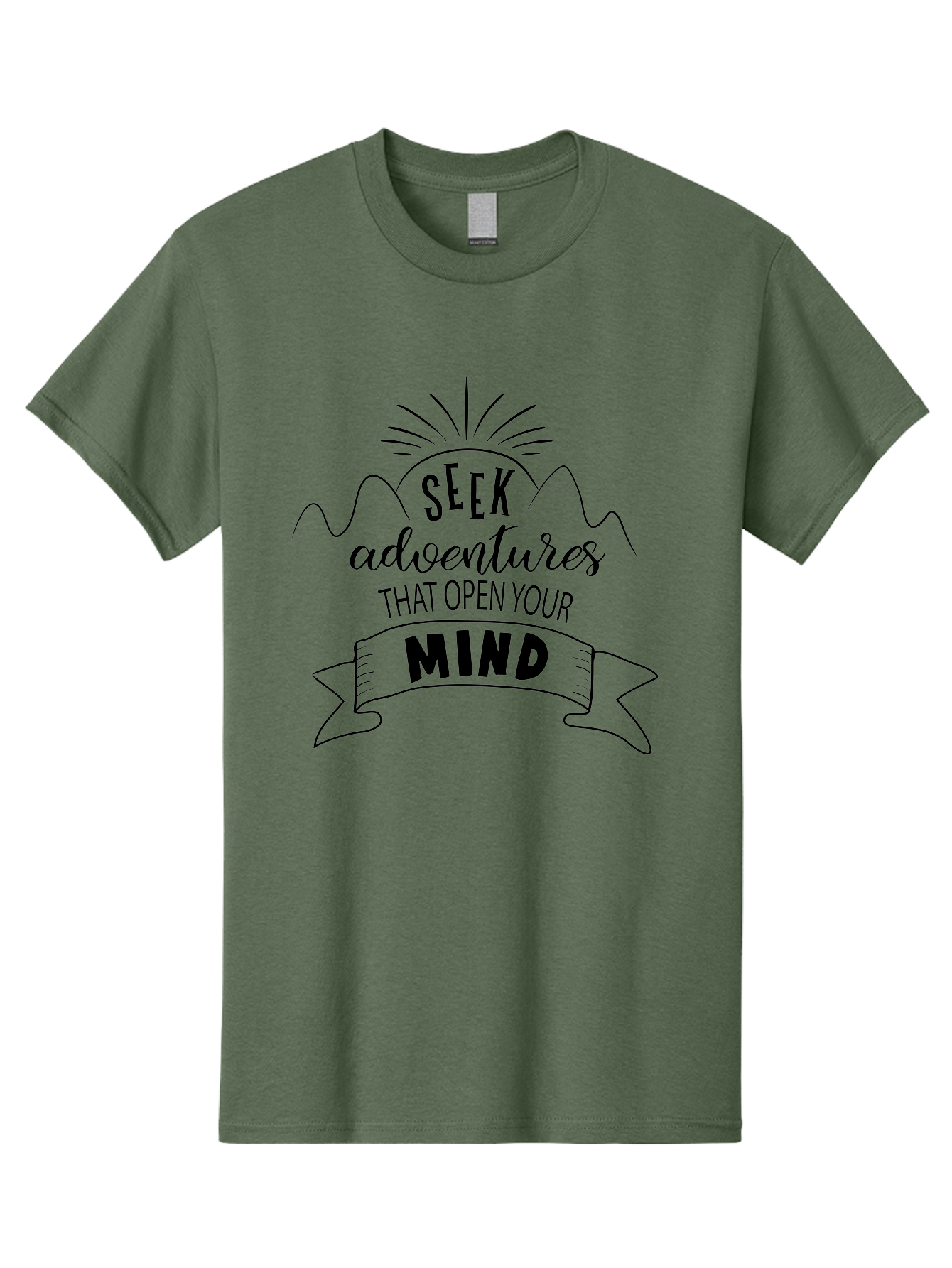 Seek-Adventures-That-Open-Your-Mind Men'S Graphic Tee, 100% Cotton, Comfortable Casual Summer Wear, Machine Washable, Inspirational Quote, Motivational Message, Adventure Seeking, Personal Growth, Mindfulness, Positive Thinking, Aad147