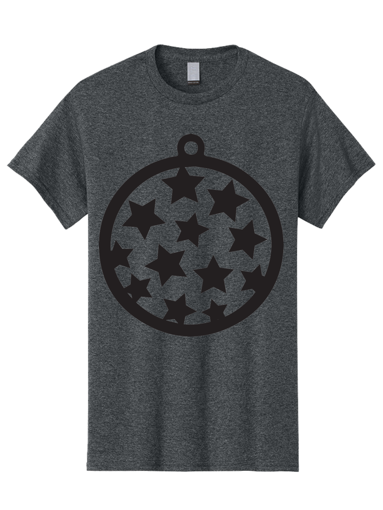 Seven-Star-Ball Men'S Graphic Tee, 100% Cotton, Comfortable Casual Summer Wear, Machine Washable, Seven Stars, Black Stars, Circular Frame, Ornament Design, Christmas Decoration, Festive Symbol, Star Pattern, Magic Symbol, Mystical Design Aad149