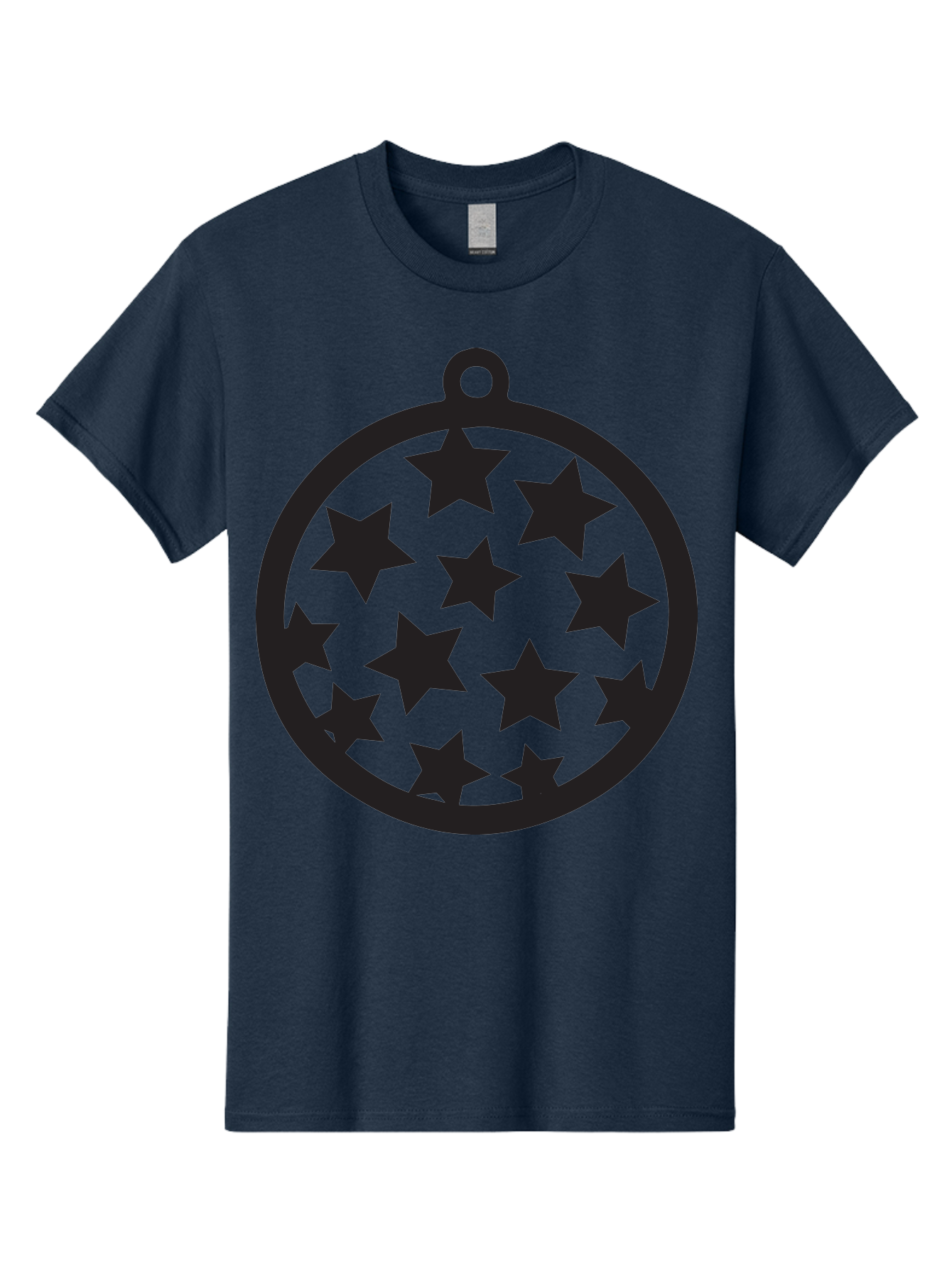 Seven-Star-Ball Men'S Graphic Tee, 100% Cotton, Comfortable Casual Summer Wear, Machine Washable, Seven Stars, Black Stars, Circular Frame, Ornament Design, Christmas Decoration, Festive Symbol, Star Pattern, Magic Symbol, Mystical Design Aad149