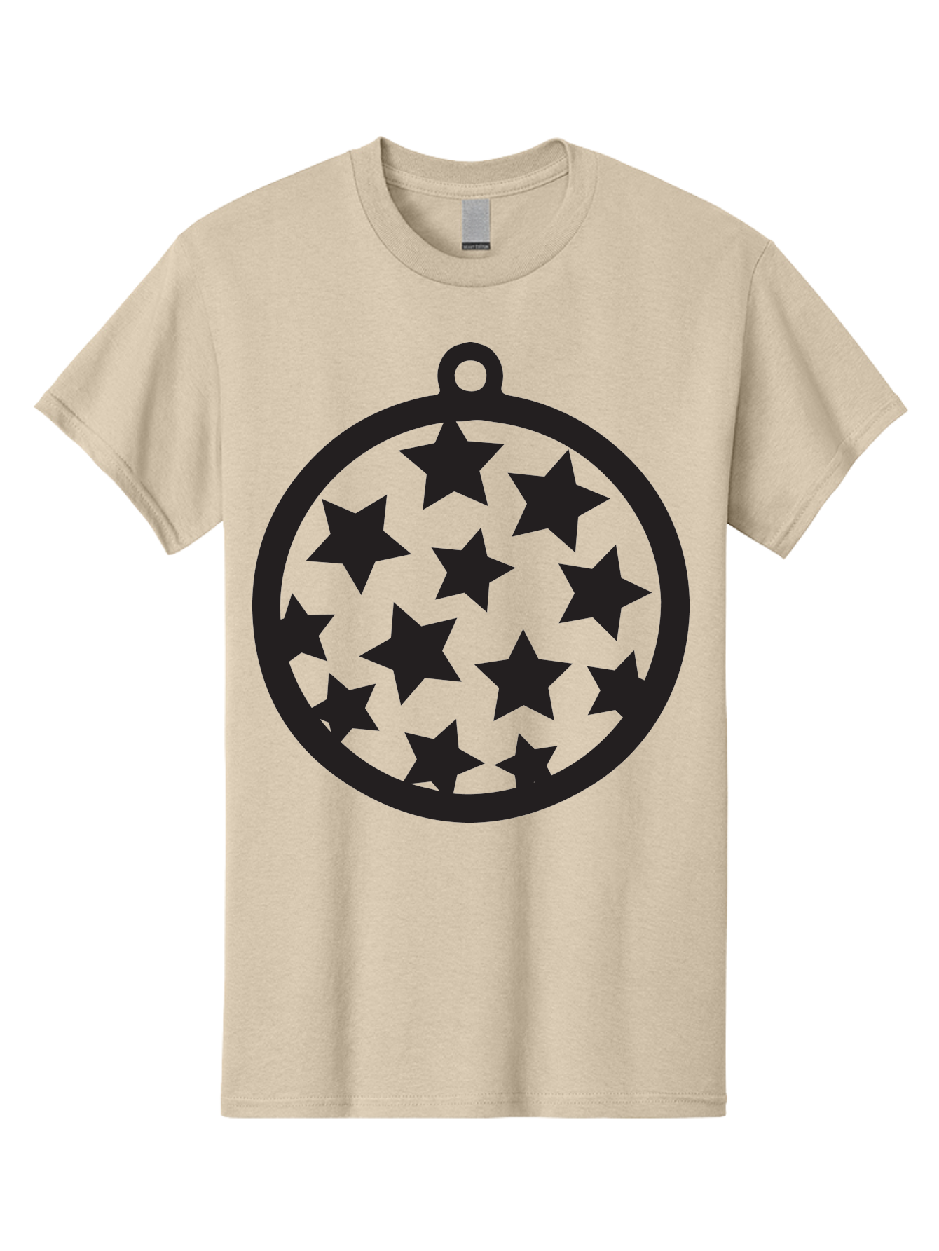 Seven-Star-Ball Men'S Graphic Tee, 100% Cotton, Comfortable Casual Summer Wear, Machine Washable, Seven Stars, Black Stars, Circular Frame, Ornament Design, Christmas Decoration, Festive Symbol, Star Pattern, Magic Symbol, Mystical Design Aad149