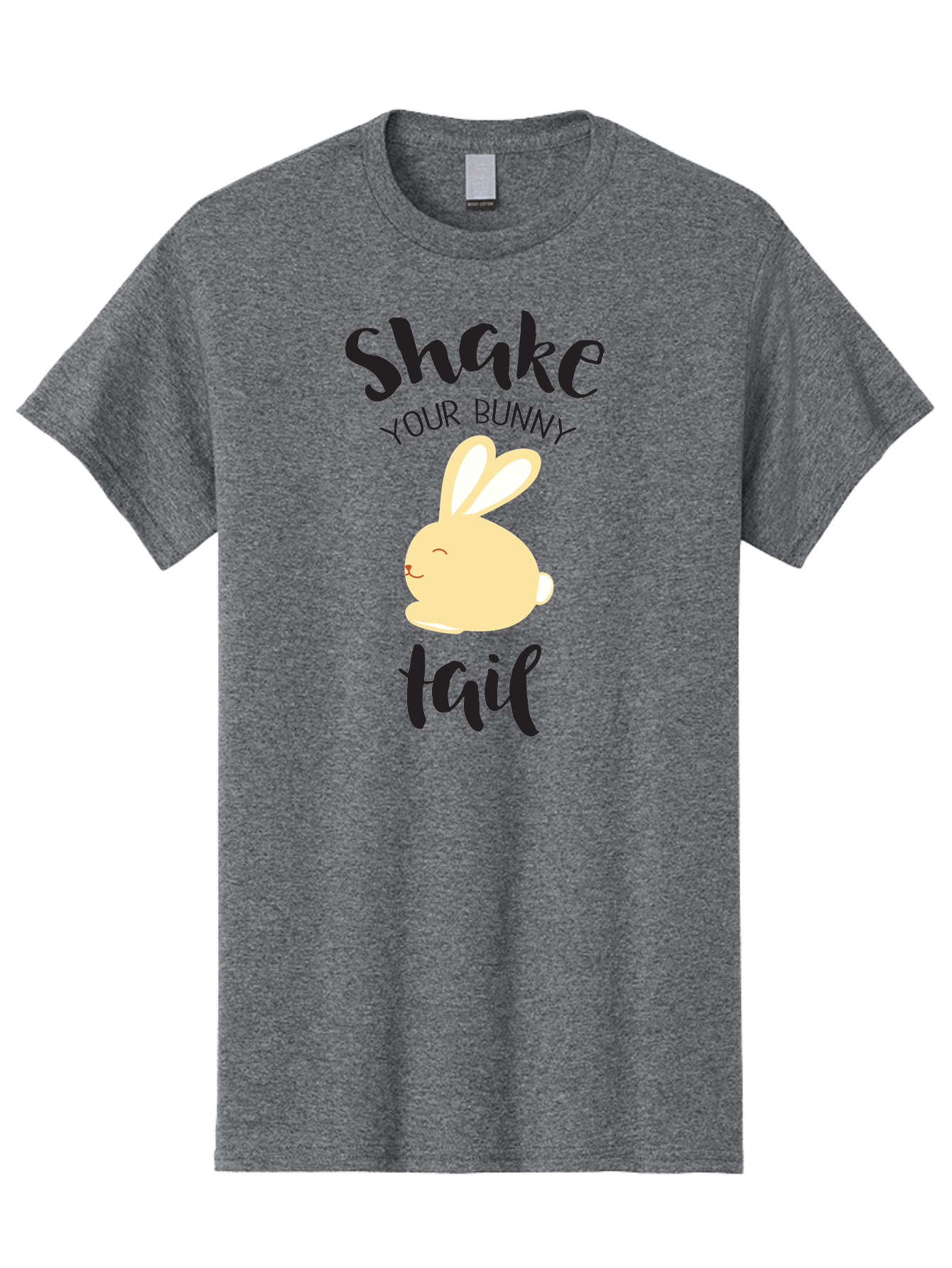 Shake-Your-Bunny-Tail Men'S Graphic Tee, 100% Cotton, Comfortable Casual Summer Wear, Machine Washable, Funny Bunny Graphic, Cute Cartoon Rabbit, Easter-Themed Design, Humorous Phrase, Shake Your Bunny Tail, Yellow Bunny Illustration, Aad151