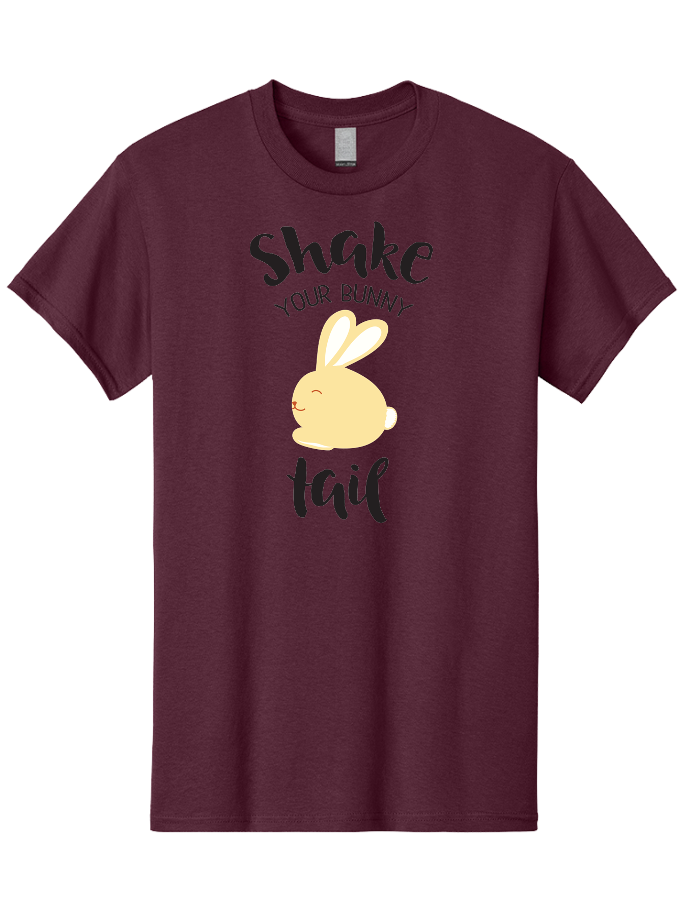 Shake-Your-Bunny-Tail Men'S Graphic Tee, 100% Cotton, Comfortable Casual Summer Wear, Machine Washable, Funny Bunny Graphic, Cute Cartoon Rabbit, Easter-Themed Design, Humorous Phrase, Shake Your Bunny Tail, Yellow Bunny Illustration, Aad151