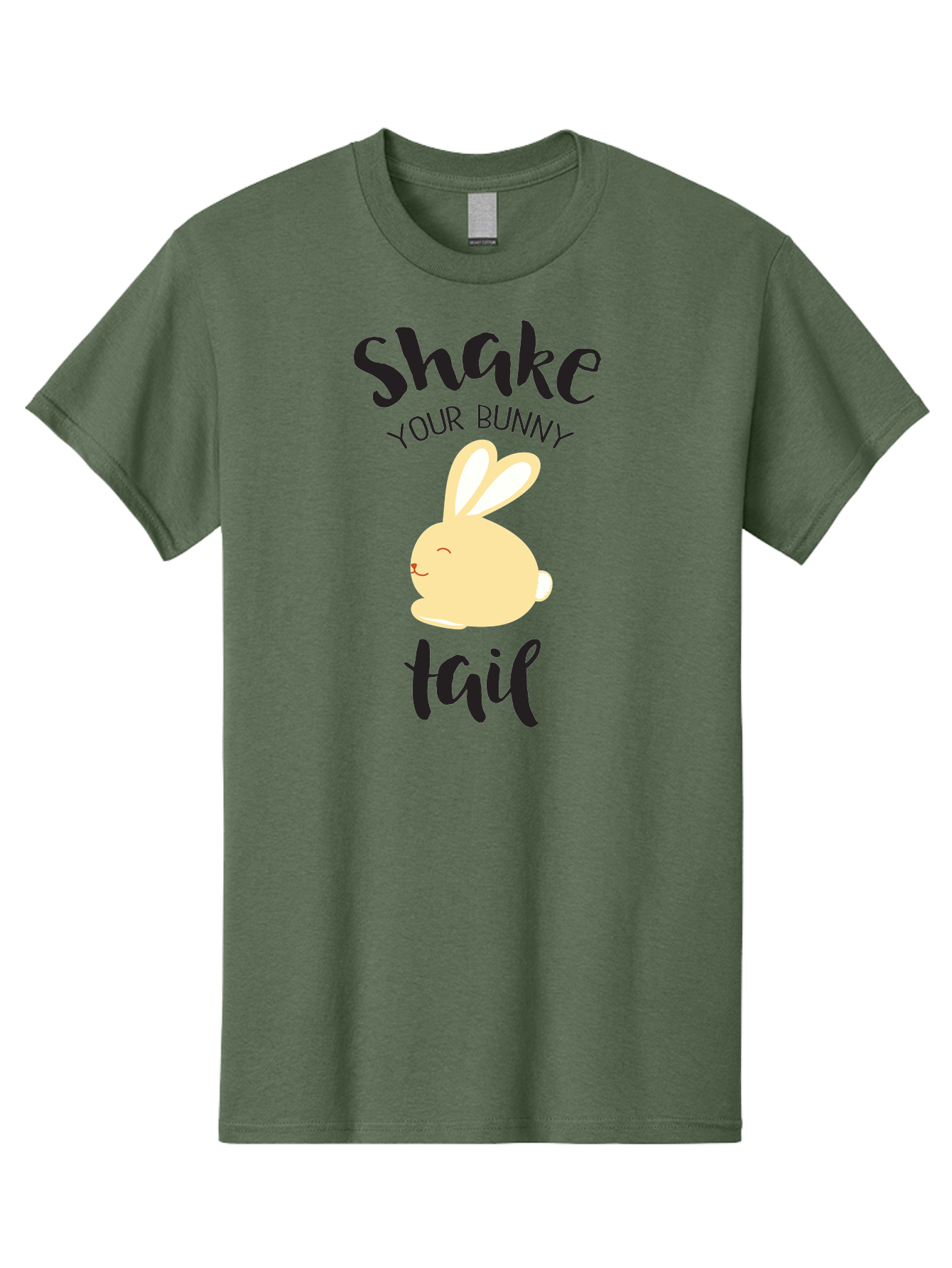 Shake-Your-Bunny-Tail Men'S Graphic Tee, 100% Cotton, Comfortable Casual Summer Wear, Machine Washable, Funny Bunny Graphic, Cute Cartoon Rabbit, Easter-Themed Design, Humorous Phrase, Shake Your Bunny Tail, Yellow Bunny Illustration, Aad151