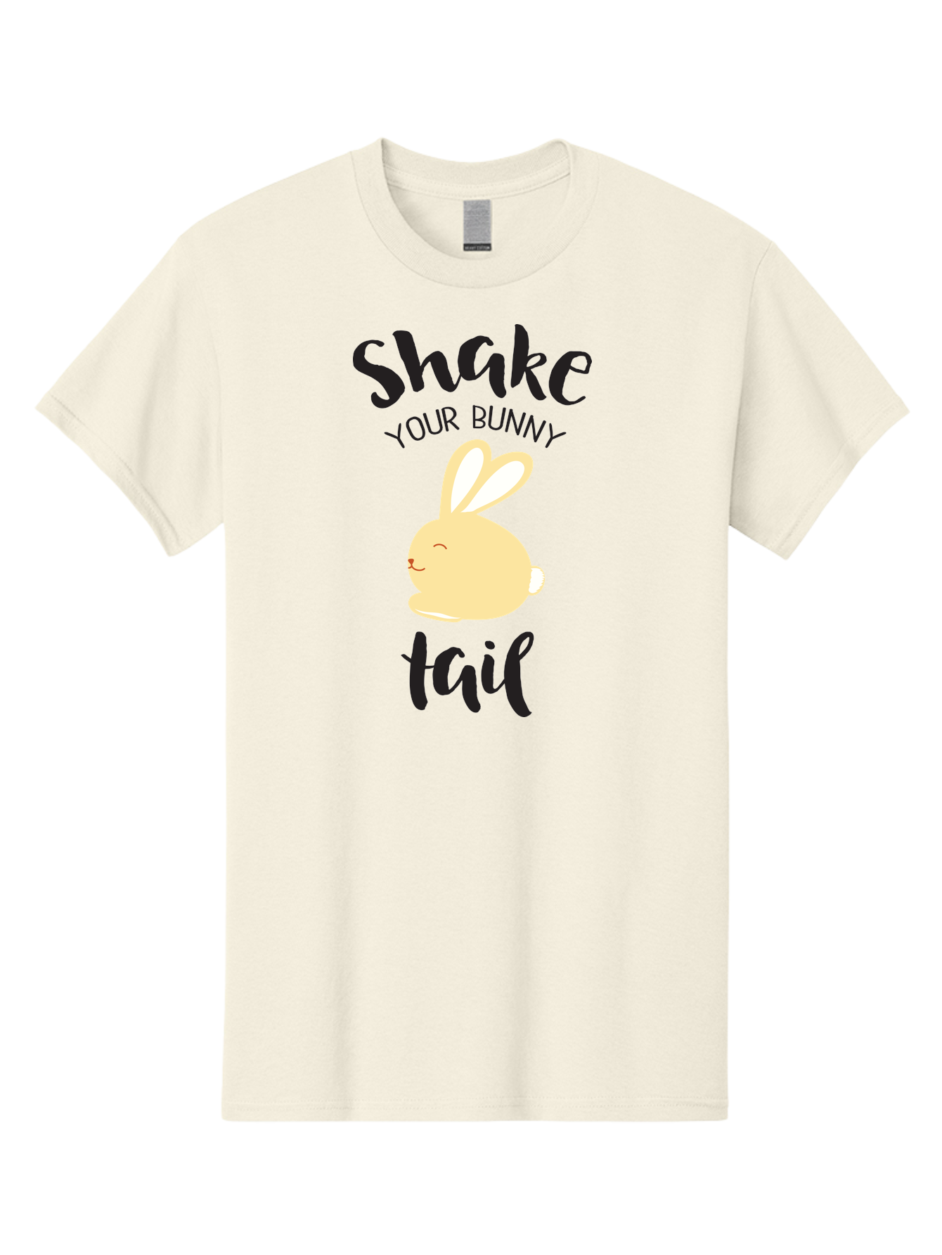 Shake-Your-Bunny-Tail Men'S Graphic Tee, 100% Cotton, Comfortable Casual Summer Wear, Machine Washable, Funny Bunny Graphic, Cute Cartoon Rabbit, Easter-Themed Design, Humorous Phrase, Shake Your Bunny Tail, Yellow Bunny Illustration, Aad151