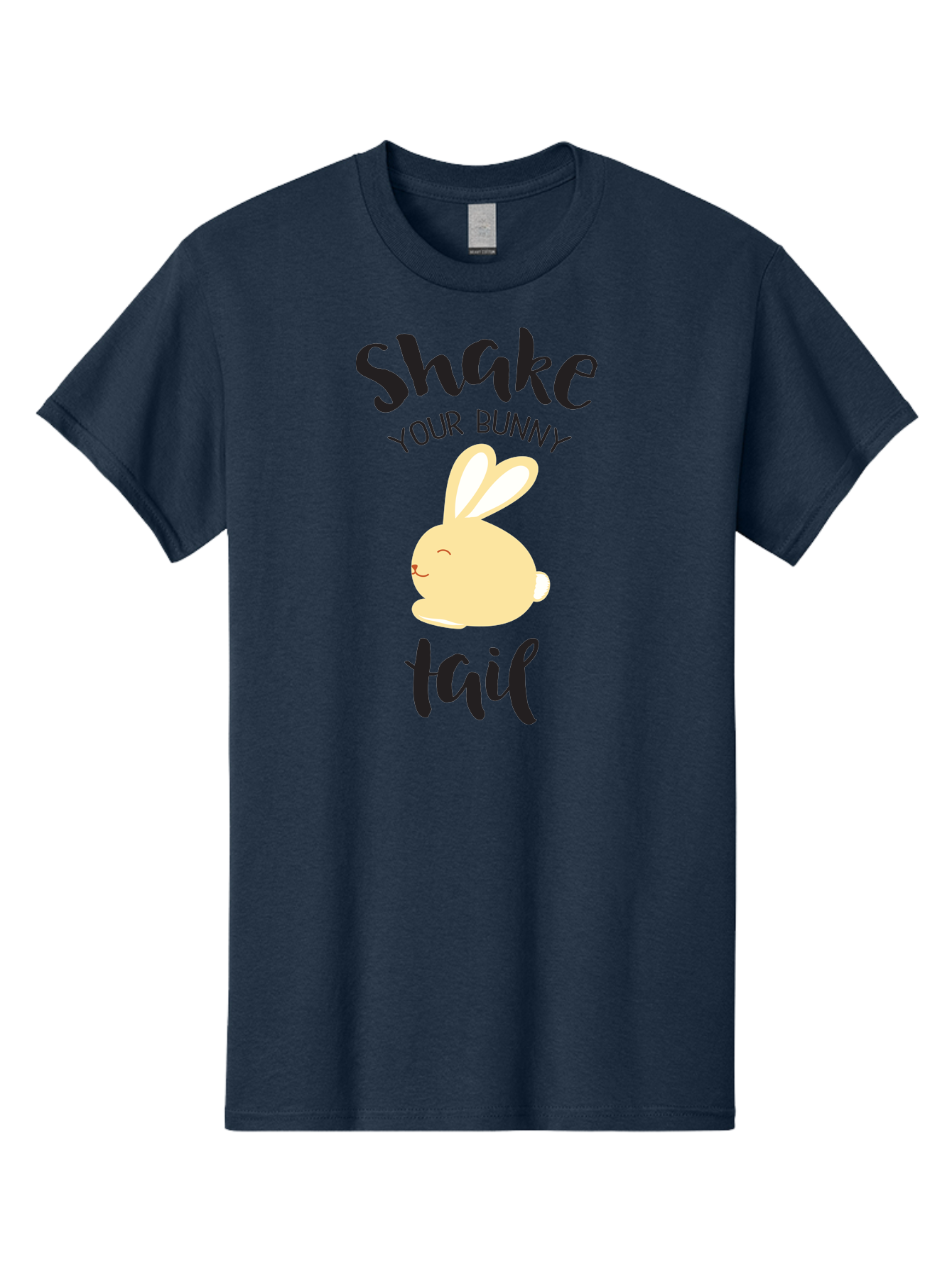 Shake-Your-Bunny-Tail Men'S Graphic Tee, 100% Cotton, Comfortable Casual Summer Wear, Machine Washable, Funny Bunny Graphic, Cute Cartoon Rabbit, Easter-Themed Design, Humorous Phrase, Shake Your Bunny Tail, Yellow Bunny Illustration, Aad151