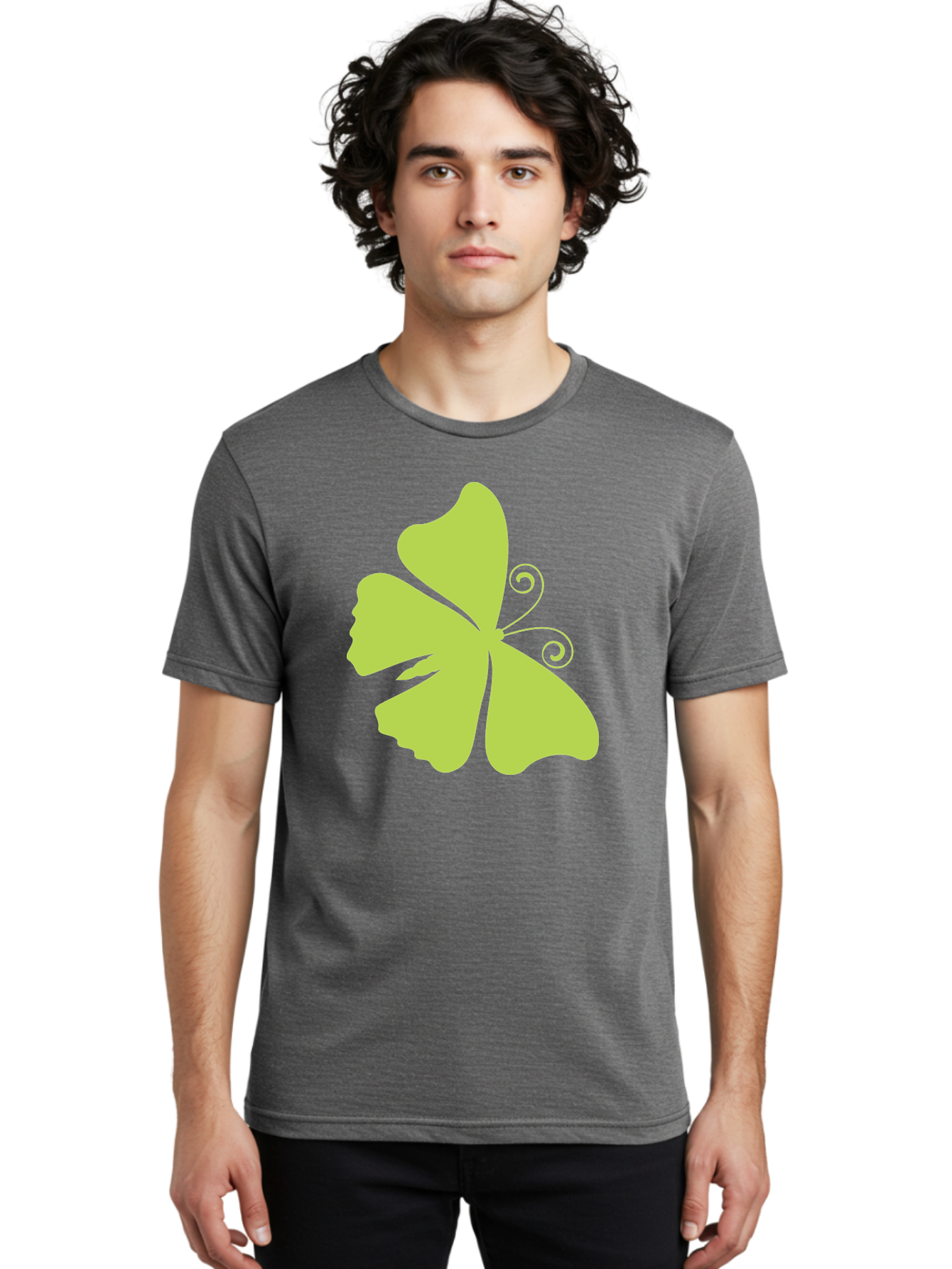 Shamrock-Graphic Men'S Graphic Tee, 100% Cotton, Comfortable Casual Summer Wear, Machine Washable, Clover Silhouette, Shamrock Graphic, Four-Leaf Clover, Irish Heritage, Luck Symbol, Green Leaf, Elegant Design, Minimalist Art, Simple Shapes Aad152