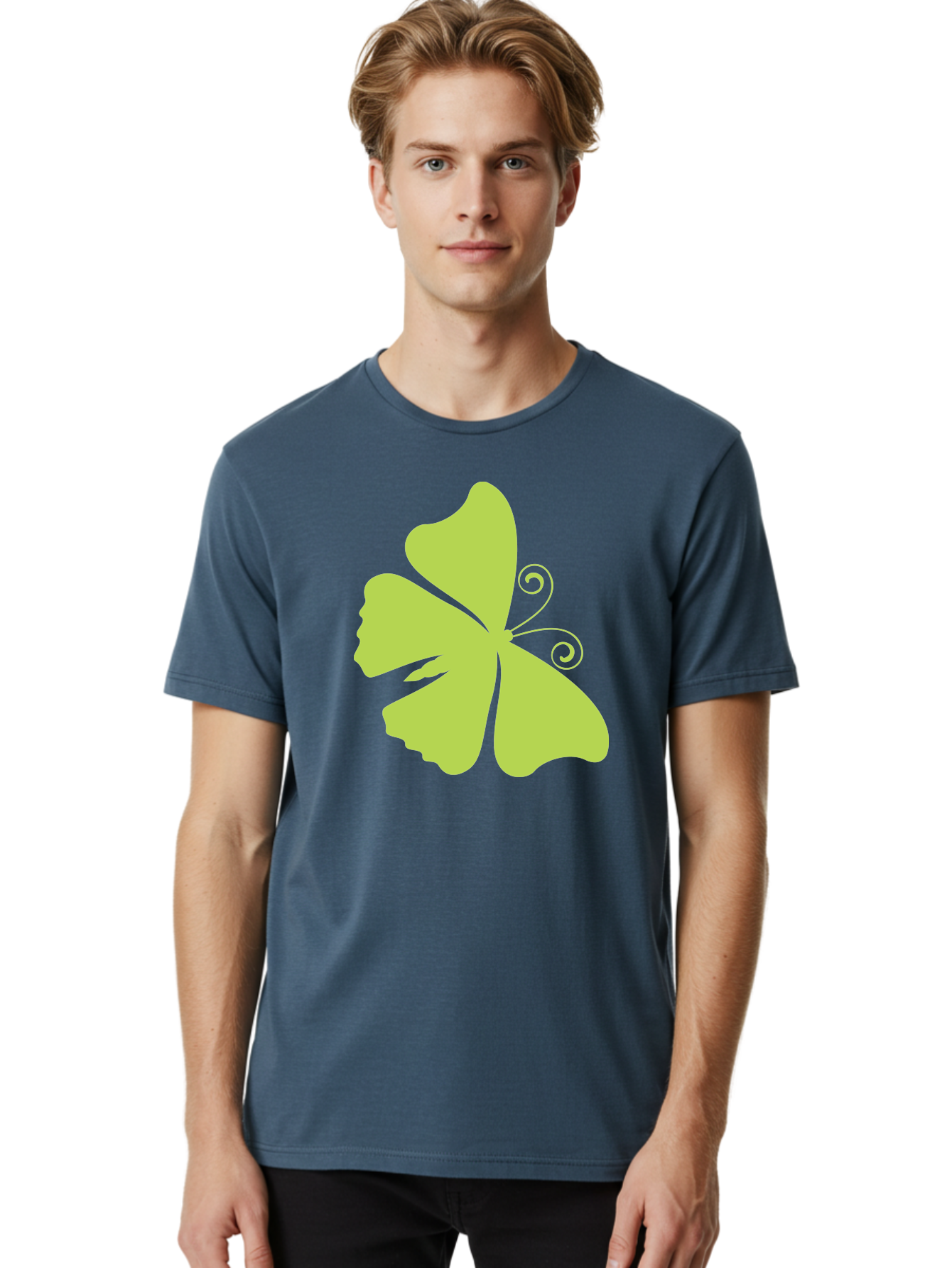 Shamrock-Graphic Men'S Graphic Tee, 100% Cotton, Comfortable Casual Summer Wear, Machine Washable, Clover Silhouette, Shamrock Graphic, Four-Leaf Clover, Irish Heritage, Luck Symbol, Green Leaf, Elegant Design, Minimalist Art, Simple Shapes Aad152
