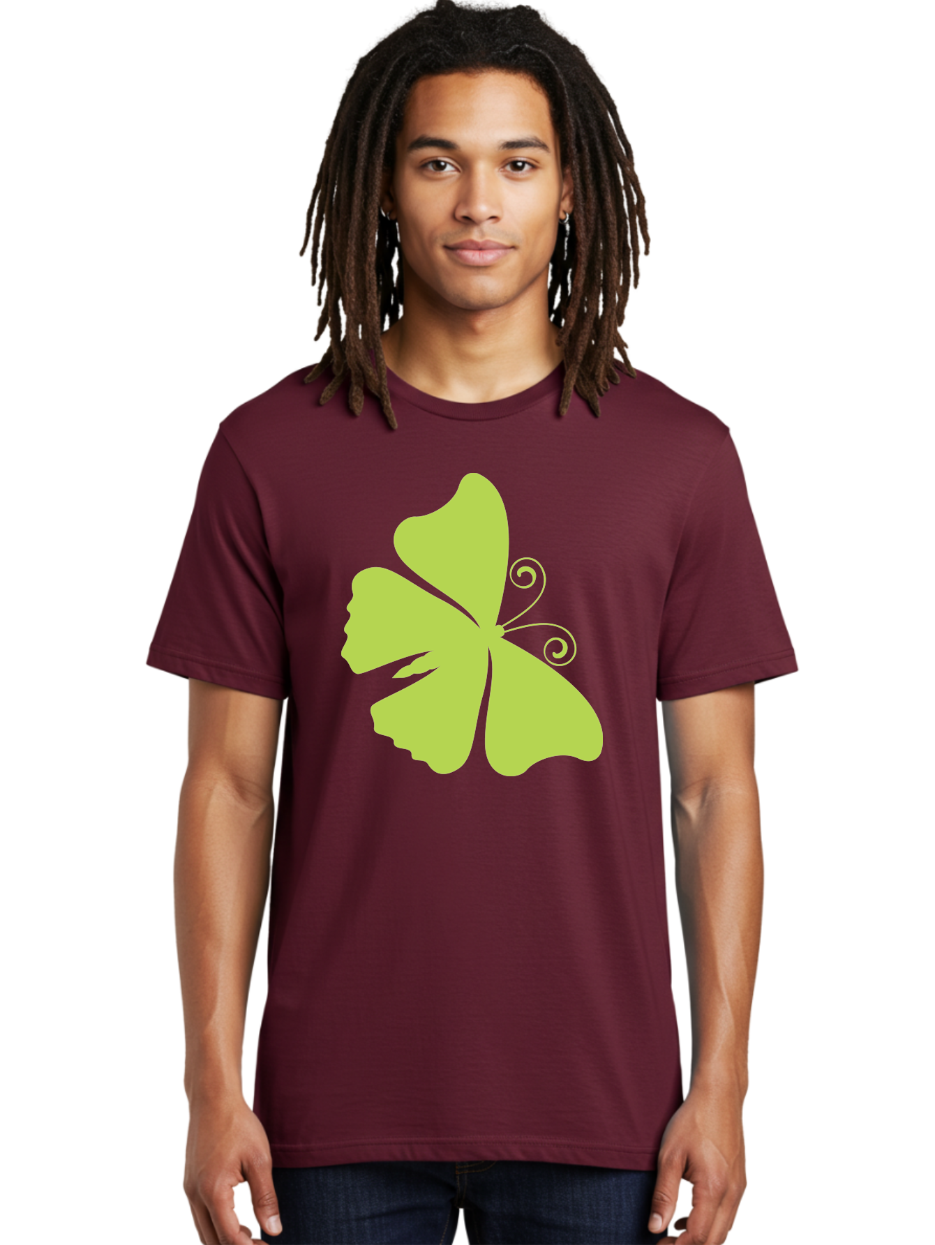 Shamrock-Graphic Men'S Graphic Tee, 100% Cotton, Comfortable Casual Summer Wear, Machine Washable, Clover Silhouette, Shamrock Graphic, Four-Leaf Clover, Irish Heritage, Luck Symbol, Green Leaf, Elegant Design, Minimalist Art, Simple Shapes Aad152