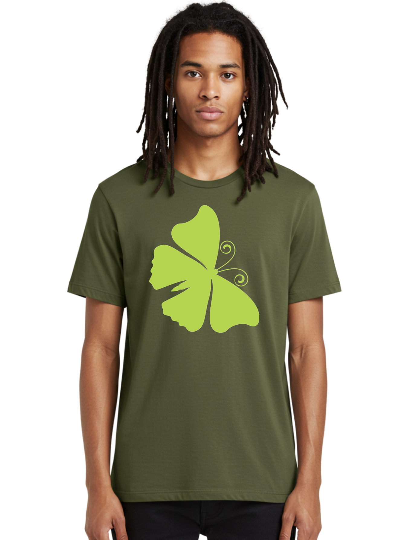 Shamrock-Graphic Men'S Graphic Tee, 100% Cotton, Comfortable Casual Summer Wear, Machine Washable, Clover Silhouette, Shamrock Graphic, Four-Leaf Clover, Irish Heritage, Luck Symbol, Green Leaf, Elegant Design, Minimalist Art, Simple Shapes Aad152