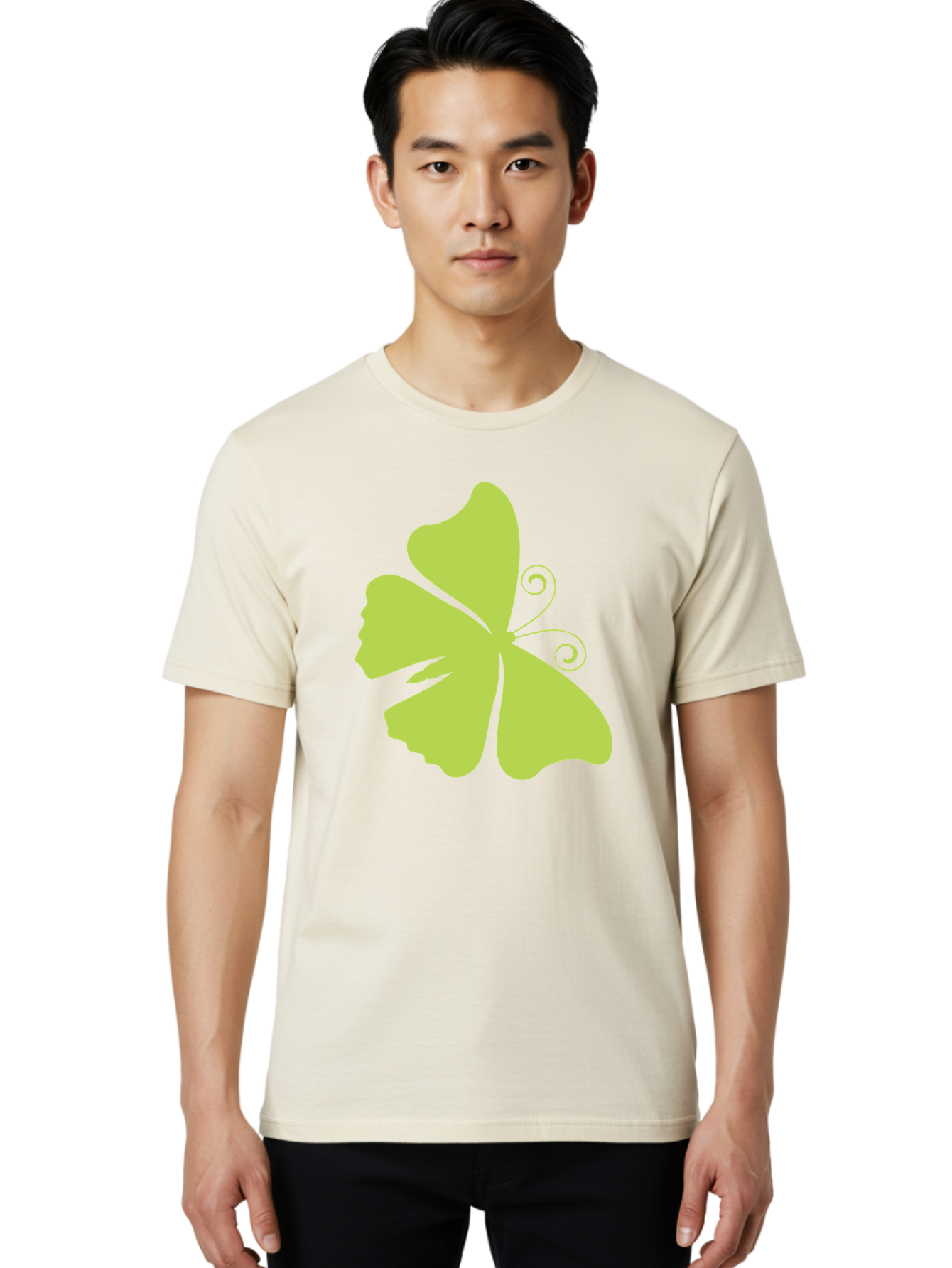Shamrock-Graphic Men'S Graphic Tee, 100% Cotton, Comfortable Casual Summer Wear, Machine Washable, Clover Silhouette, Shamrock Graphic, Four-Leaf Clover, Irish Heritage, Luck Symbol, Green Leaf, Elegant Design, Minimalist Art, Simple Shapes Aad152