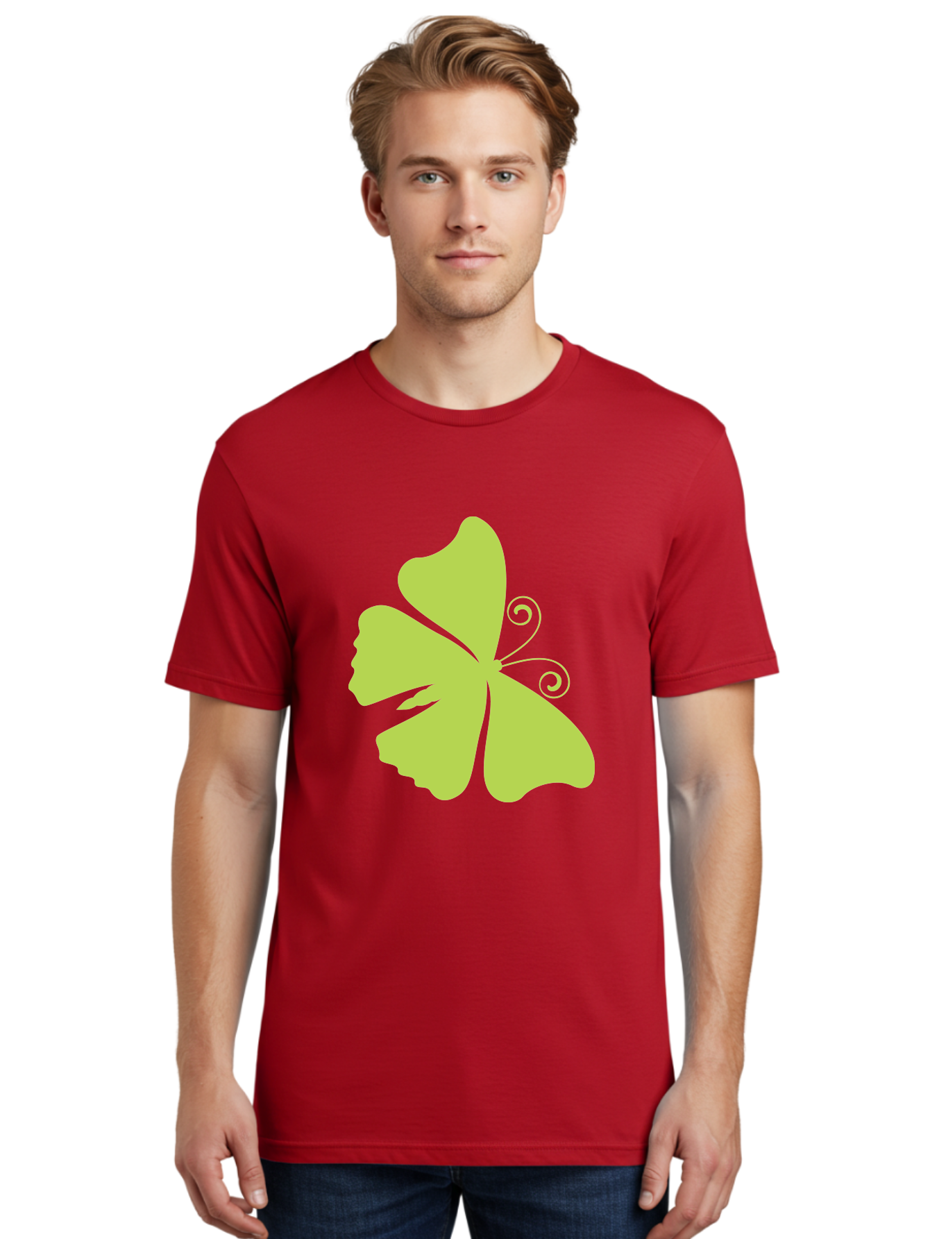 Shamrock-Graphic Men'S Graphic Tee, 100% Cotton, Comfortable Casual Summer Wear, Machine Washable, Clover Silhouette, Shamrock Graphic, Four-Leaf Clover, Irish Heritage, Luck Symbol, Green Leaf, Elegant Design, Minimalist Art, Simple Shapes Aad152