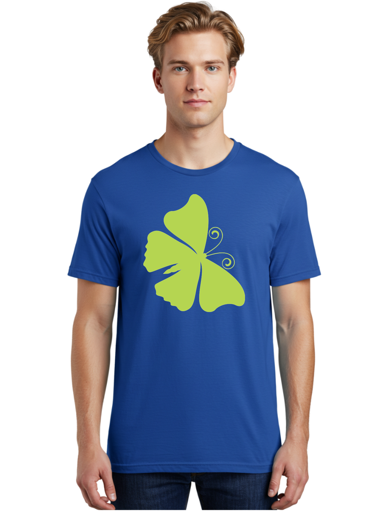 Shamrock-Graphic Men'S Graphic Tee, 100% Cotton, Comfortable Casual Summer Wear, Machine Washable, Clover Silhouette, Shamrock Graphic, Four-Leaf Clover, Irish Heritage, Luck Symbol, Green Leaf, Elegant Design, Minimalist Art, Simple Shapes Aad152