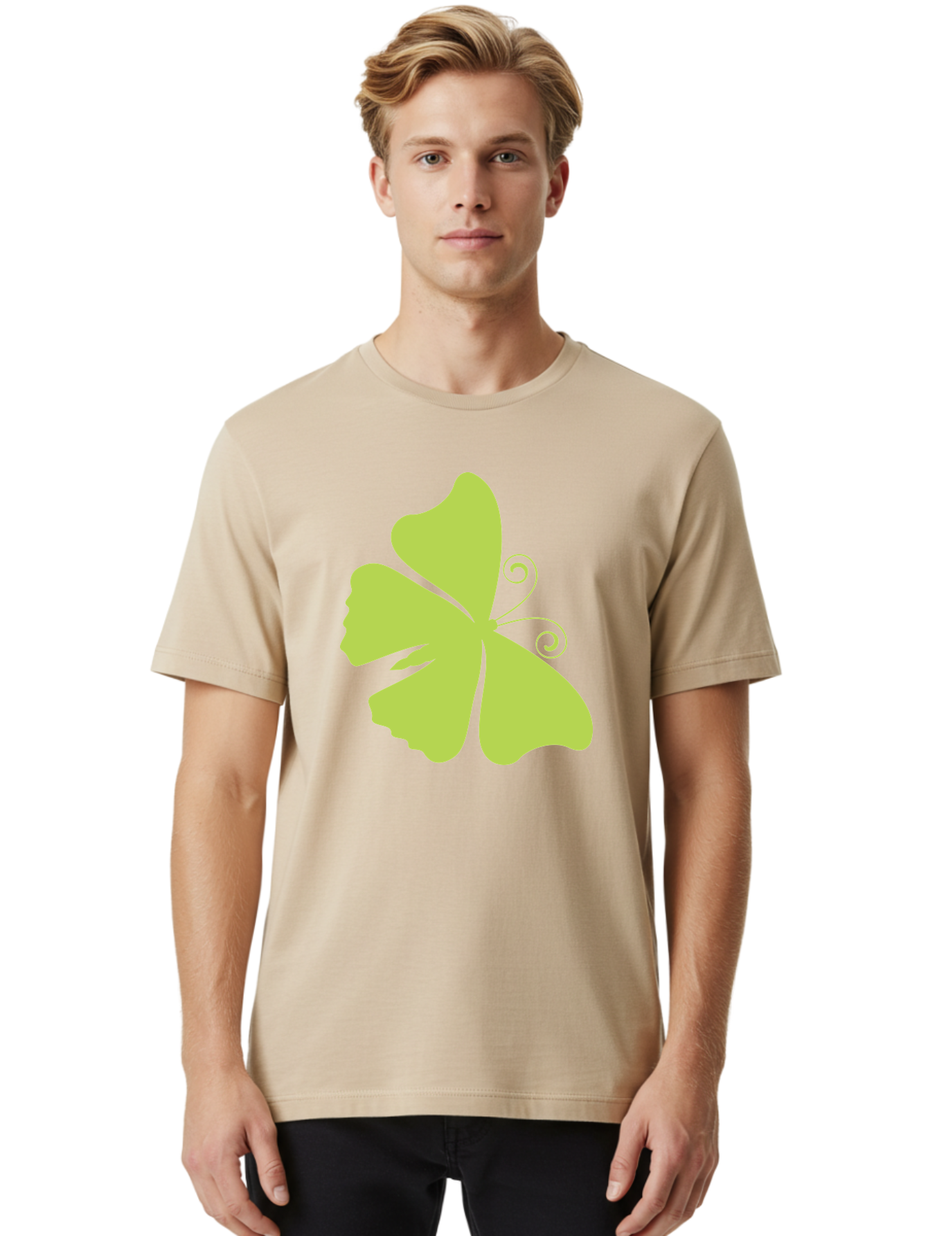 Shamrock-Graphic Men'S Graphic Tee, 100% Cotton, Comfortable Casual Summer Wear, Machine Washable, Clover Silhouette, Shamrock Graphic, Four-Leaf Clover, Irish Heritage, Luck Symbol, Green Leaf, Elegant Design, Minimalist Art, Simple Shapes Aad152