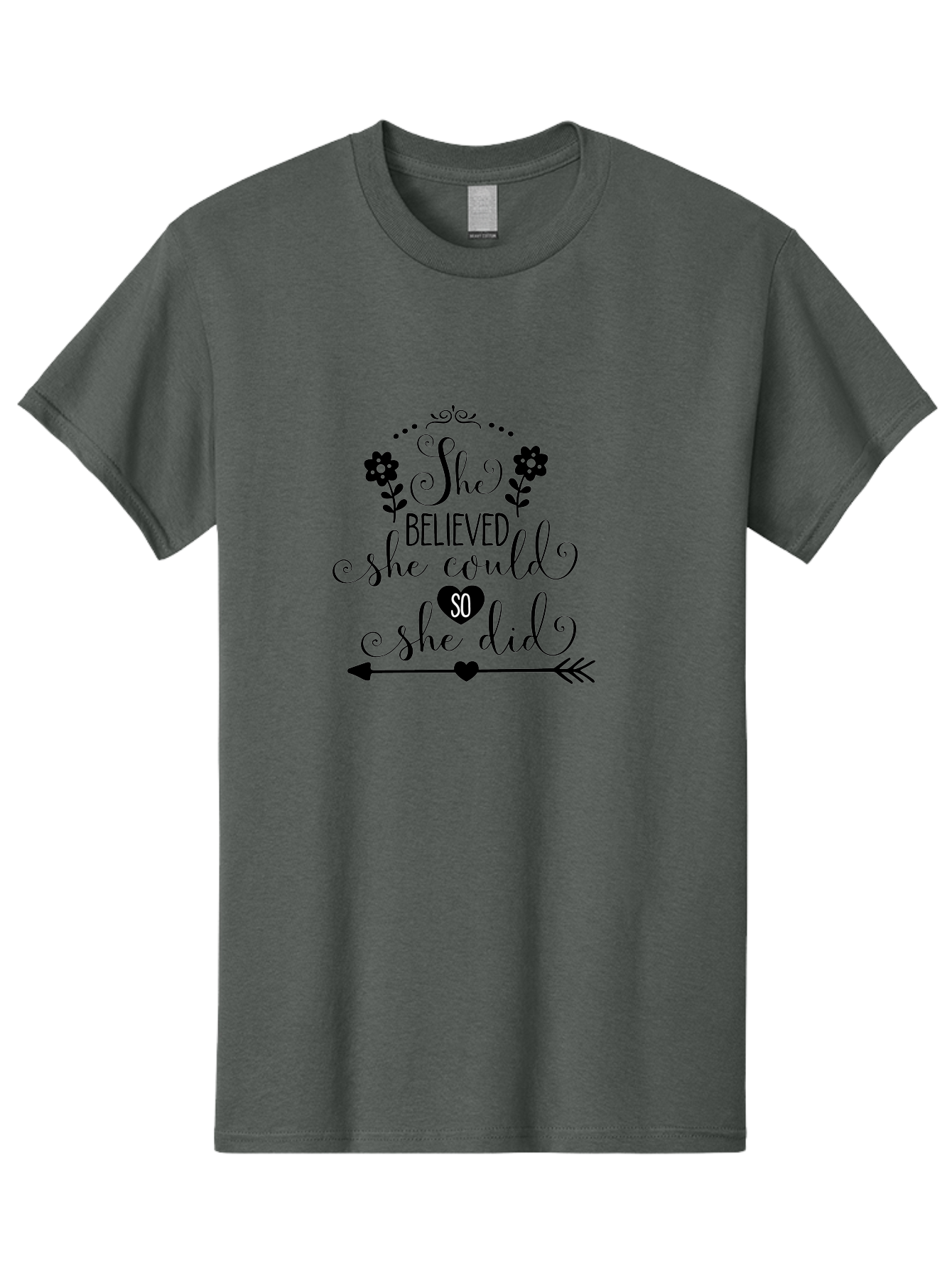 She-Believed-She-Could-So-She-Did Men'S Graphic Tee, 100% Cotton, Comfortable Casual Summer Wear, Machine Washable, Inspirational Quote, Motivational Phrase, Empowerment Message, Positive Affirmation, Female Empowerment, Believe In Yourself, Aad153