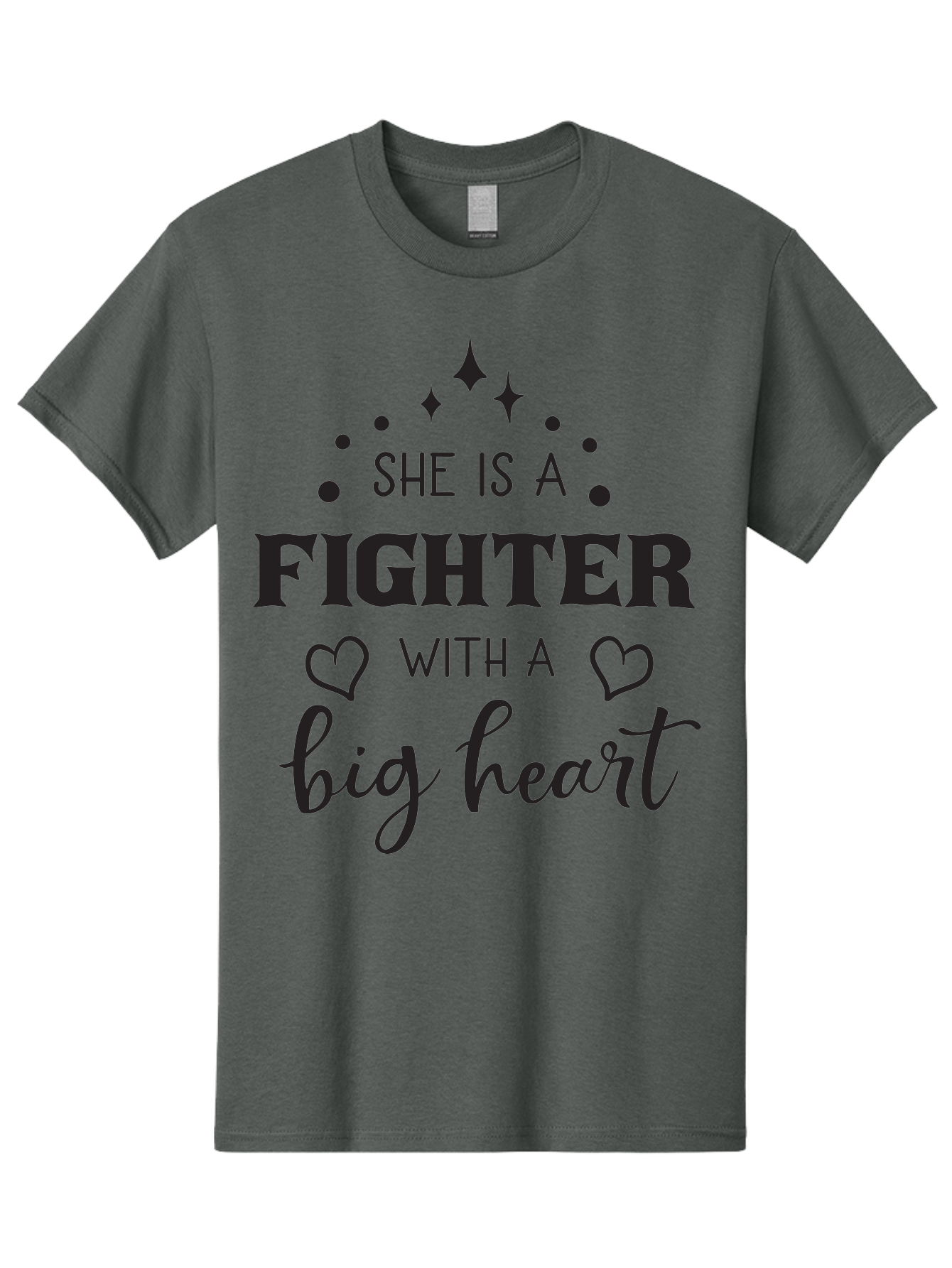 She-Is-A-Fighter Men'S Graphic Tee, 100% Cotton, Comfortable Casual Summer Wear, Machine Washable, Inspirational Quote, Motivational Phrase, Strong Woman, Fighter Mentality, Big Heart, Heartwarming Message, Empowerment, Positivity, Aad154