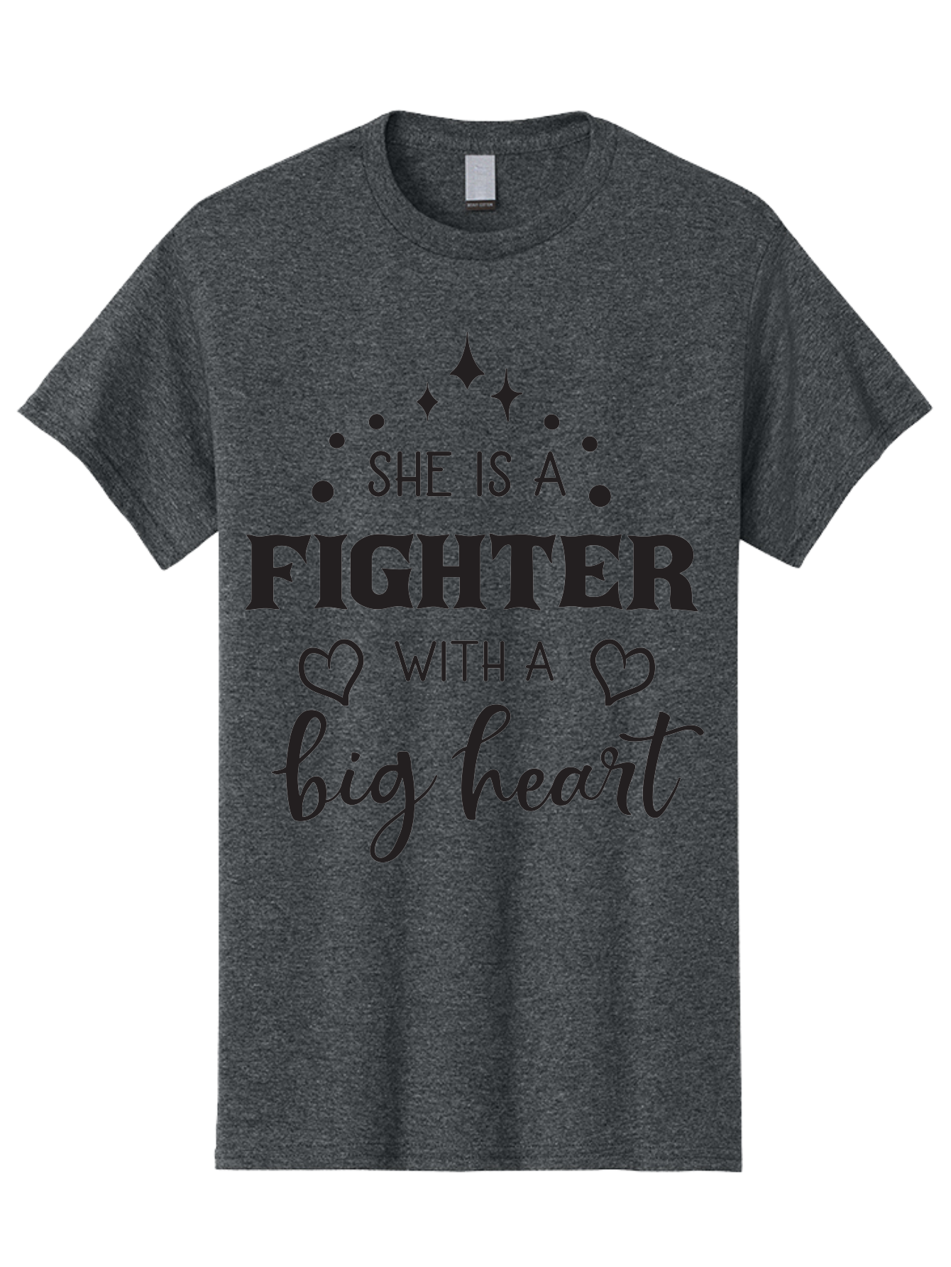 She-Is-A-Fighter Men'S Graphic Tee, 100% Cotton, Comfortable Casual Summer Wear, Machine Washable, Inspirational Quote, Motivational Phrase, Strong Woman, Fighter Mentality, Big Heart, Heartwarming Message, Empowerment, Positivity, Aad154