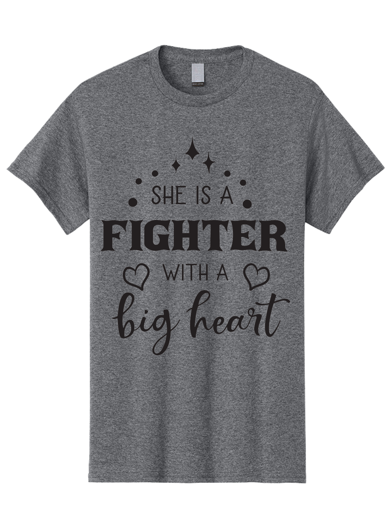 She-Is-A-Fighter Men'S Graphic Tee, 100% Cotton, Comfortable Casual Summer Wear, Machine Washable, Inspirational Quote, Motivational Phrase, Strong Woman, Fighter Mentality, Big Heart, Heartwarming Message, Empowerment, Positivity, Aad154