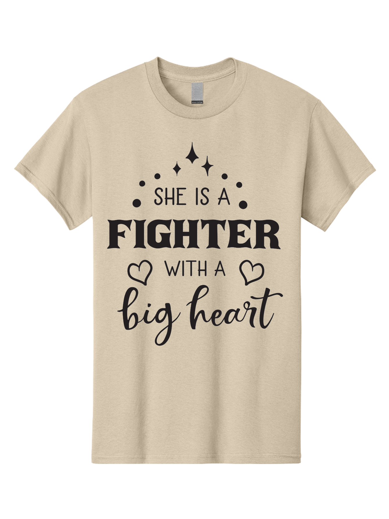 She-Is-A-Fighter Men'S Graphic Tee, 100% Cotton, Comfortable Casual Summer Wear, Machine Washable, Inspirational Quote, Motivational Phrase, Strong Woman, Fighter Mentality, Big Heart, Heartwarming Message, Empowerment, Positivity, Aad154