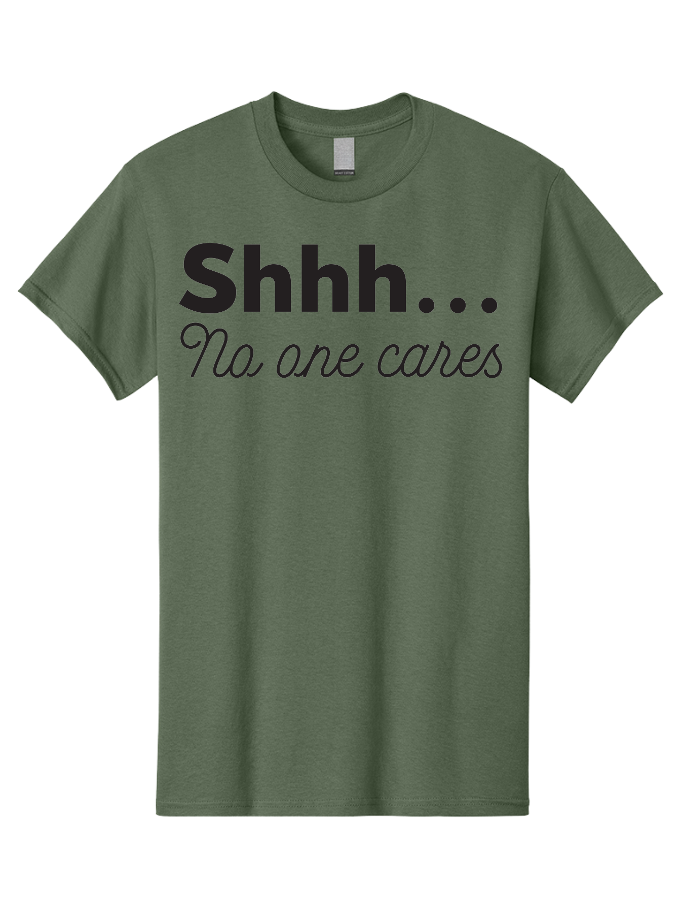 Shhhh-No-One-Cares Men'S Graphic Tee, 100% Cotton, Comfortable Casual Summer Wear, Machine Washable, Funny Quotes, Sarcastic Humor, Motivational Phrases, Inspirational Sayings, Sassy Text, Witty One-Liners, Humorous Graphics, Bold Fonts, Aad159