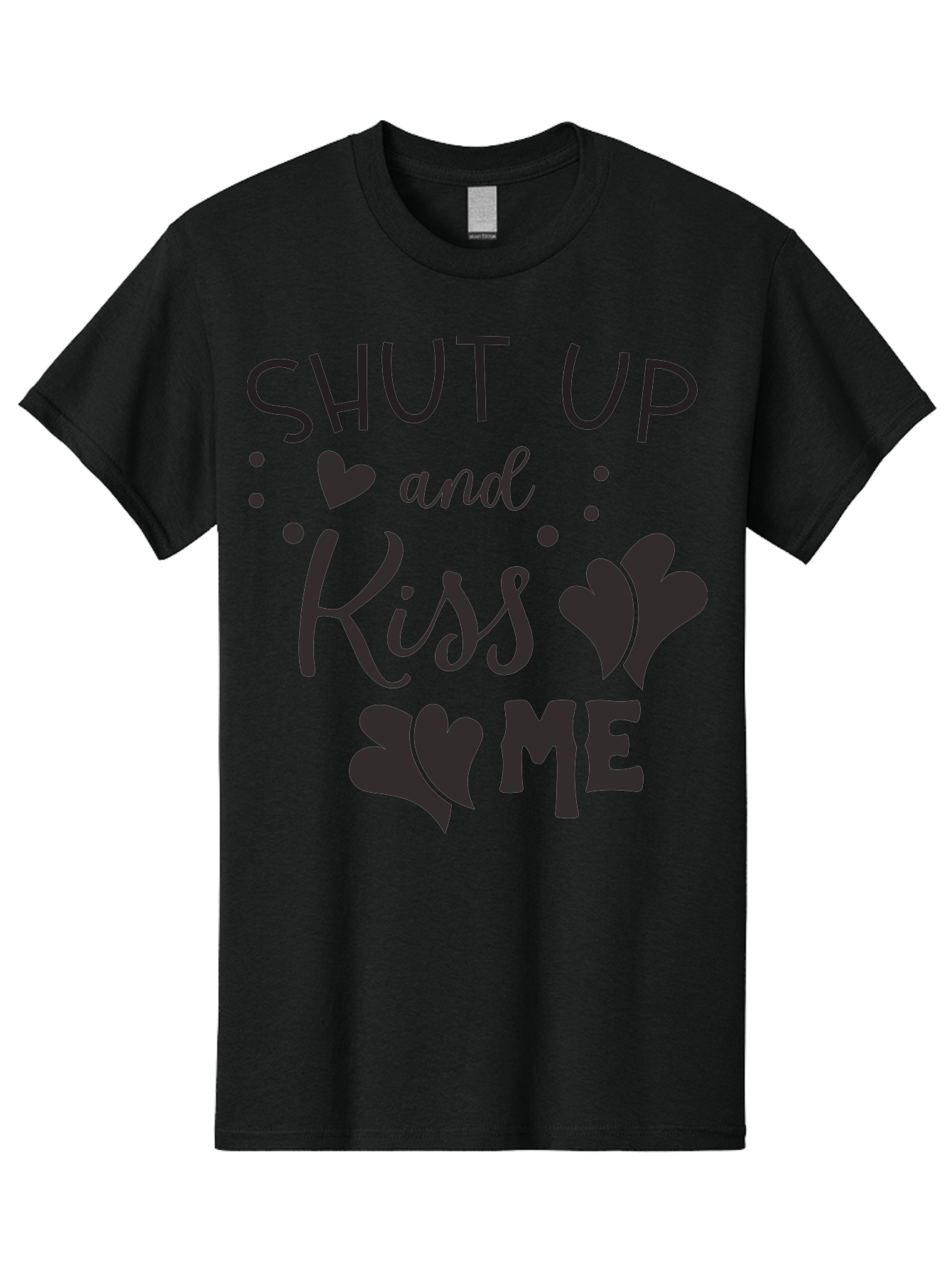 Shut-Up-And-Kiss-Me Men'S Graphic Tee, 100% Cotton, Comfortable Casual Summer Wear, Machine Washable, Love Quotes, Romantic Phrases, Kiss Me, Shut Up, Heart Shapes, Valentines Day, Love Messages, Couple Goals, Sweet Nothings Aad160