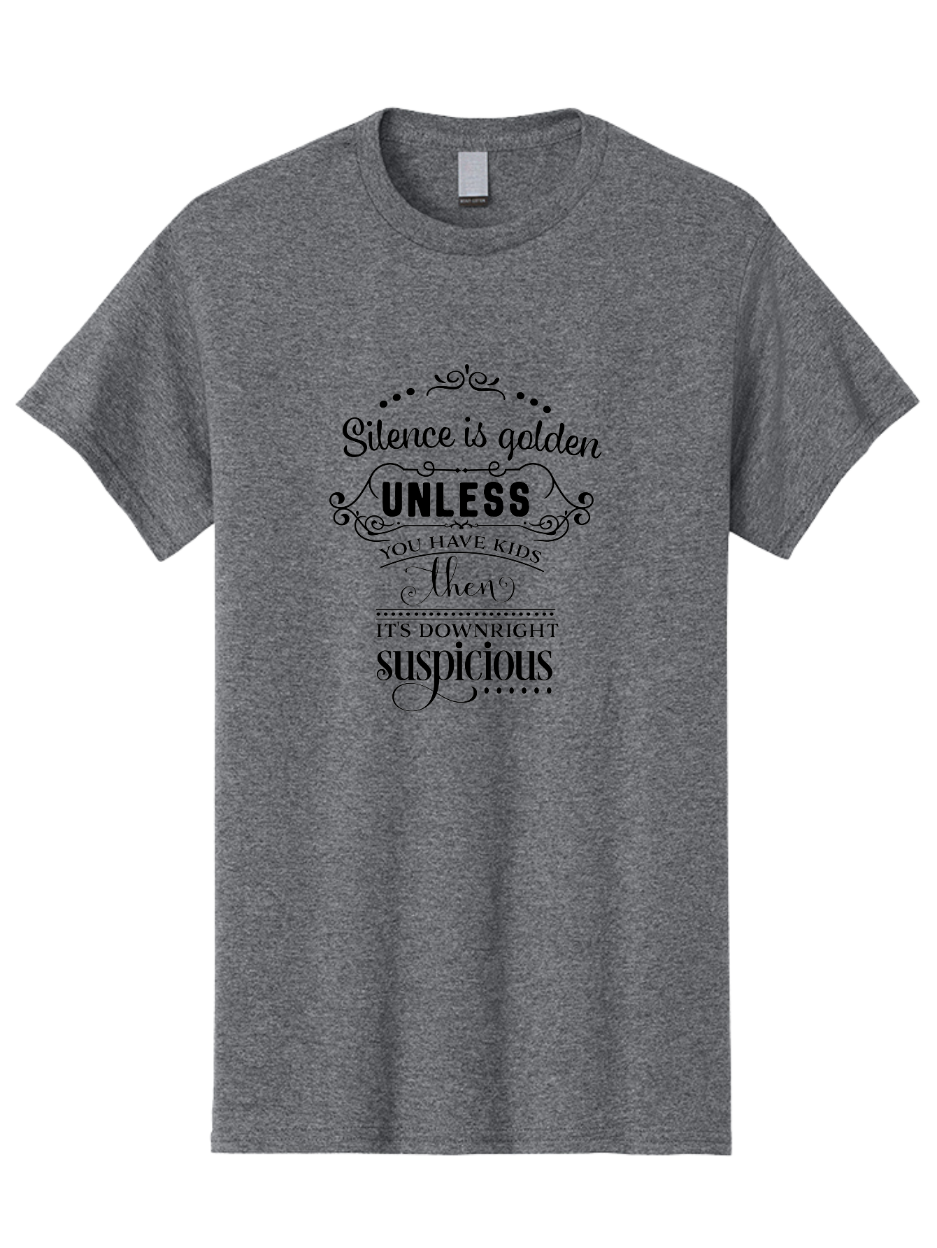Silence-Is-Golden-Unless Men'S Graphic Tee, 100% Cotton, Comfortable Casual Summer Wear, Machine Washable, Funny Quote, Parenting Humor, Silence Is Golden, Unless You Have Kids, Humorous Quote, Parenting Joke, Sarcastic Quote, Aad161
