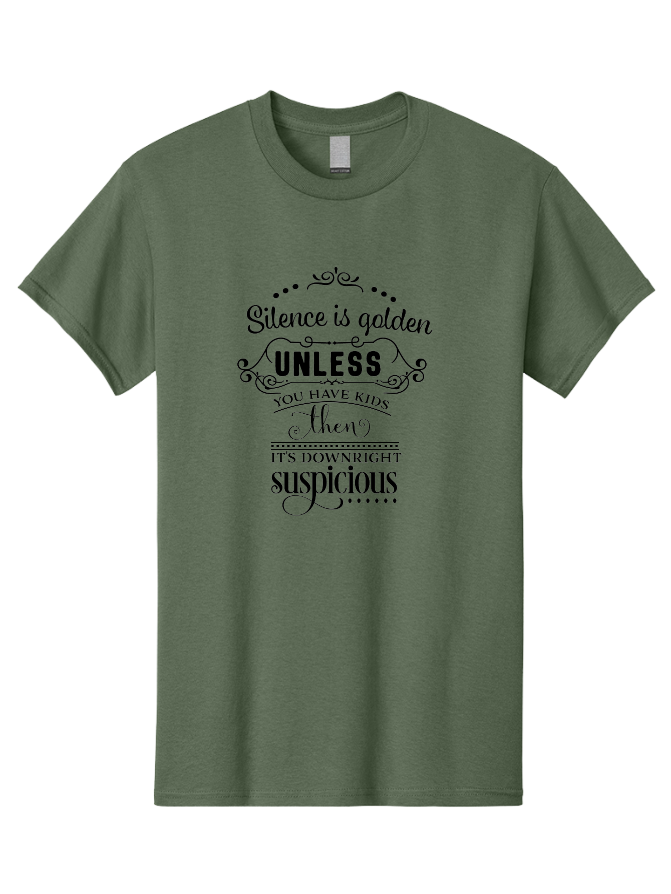Silence-Is-Golden-Unless Men'S Graphic Tee, 100% Cotton, Comfortable Casual Summer Wear, Machine Washable, Funny Quote, Parenting Humor, Silence Is Golden, Unless You Have Kids, Humorous Quote, Parenting Joke, Sarcastic Quote, Aad161