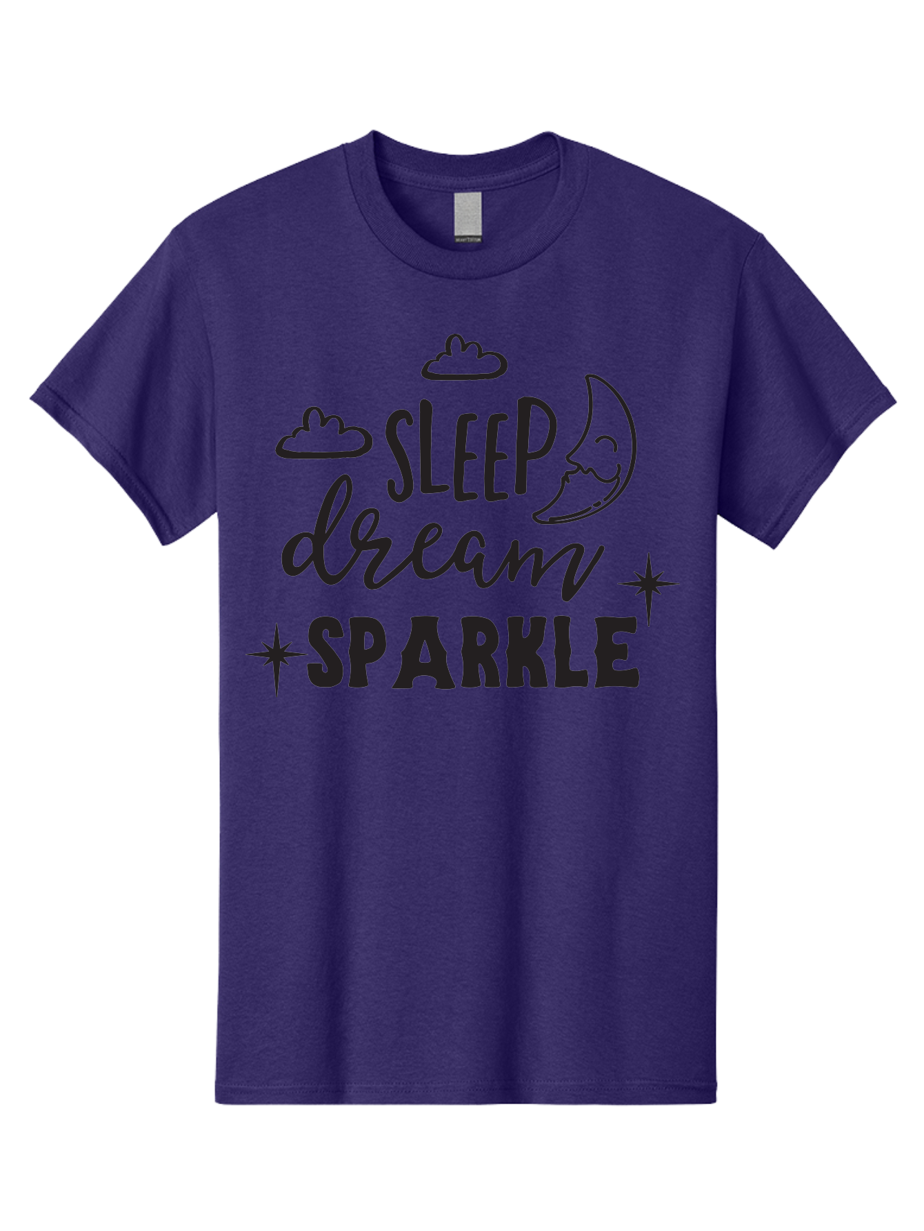 Sleep-Dream-Sparkle Men'S Graphic Tee, 100% Cotton, Comfortable Casual Summer Wear, Machine Washable, Inspirational Quote, Motivational Phrase, Sleep, Dream, Sparkle, Stars, Moon, Clouds, Whimsical Design, Positive Vibes, Good Night Message Aad163