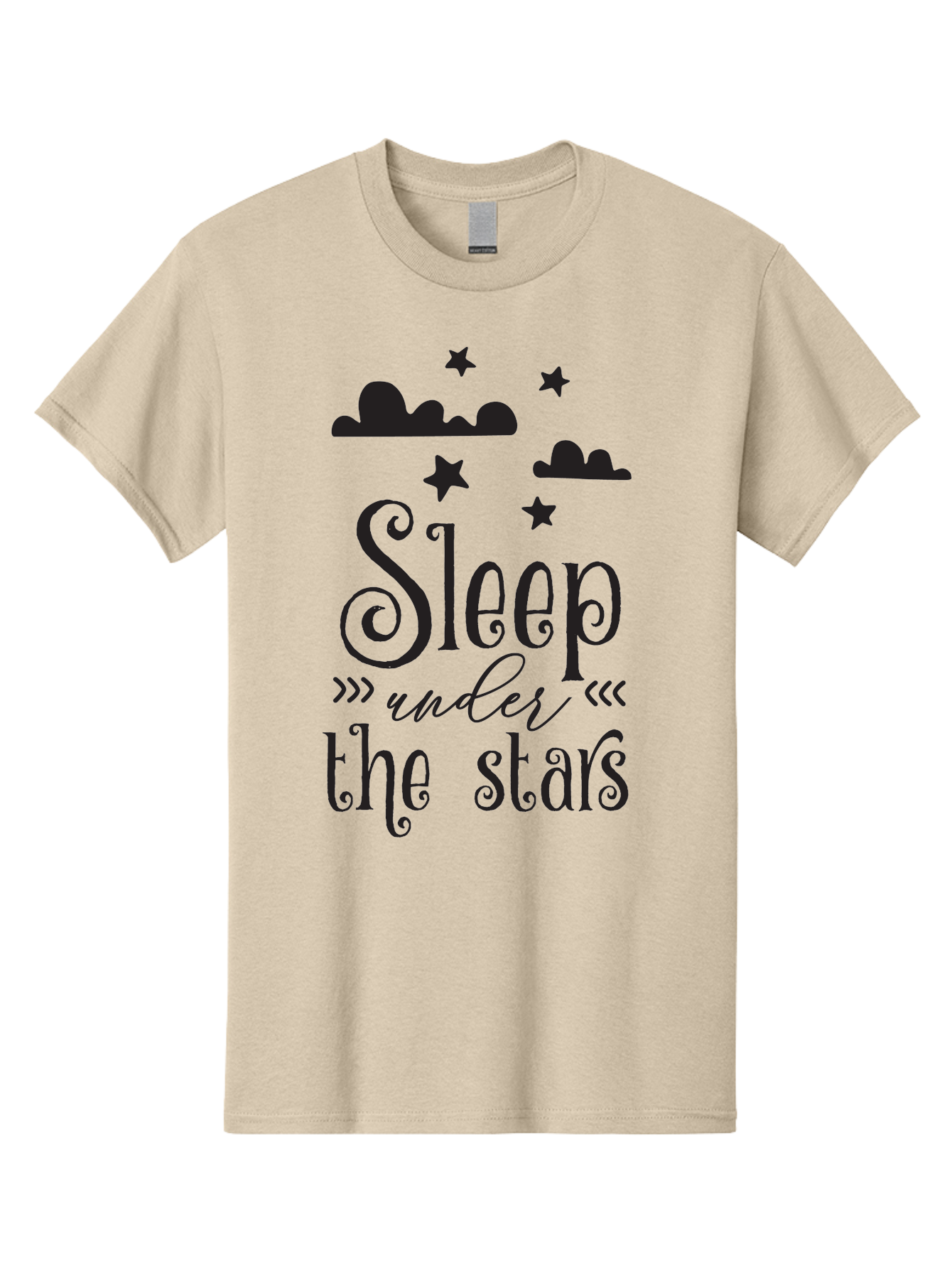 Sleep-Under-The-Stars Men'S Graphic Tee, 100% Cotton, Comfortable Casual Summer Wear, Machine Washable, Sleep Under The Stars, Night Sky, Starry Night, Relaxation, Calming Quote, Inspirational Quote, Celestial Theme, Dreamy Atmosphere Aad164