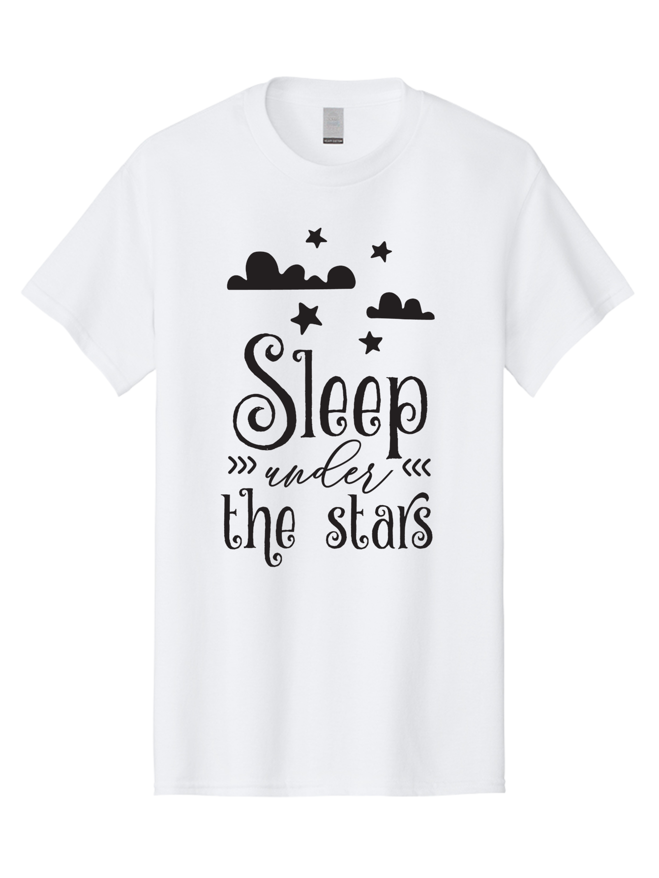 Sleep-Under-The-Stars Men'S Graphic Tee, 100% Cotton, Comfortable Casual Summer Wear, Machine Washable, Sleep Under The Stars, Night Sky, Starry Night, Relaxation, Calming Quote, Inspirational Quote, Celestial Theme, Dreamy Atmosphere Aad164