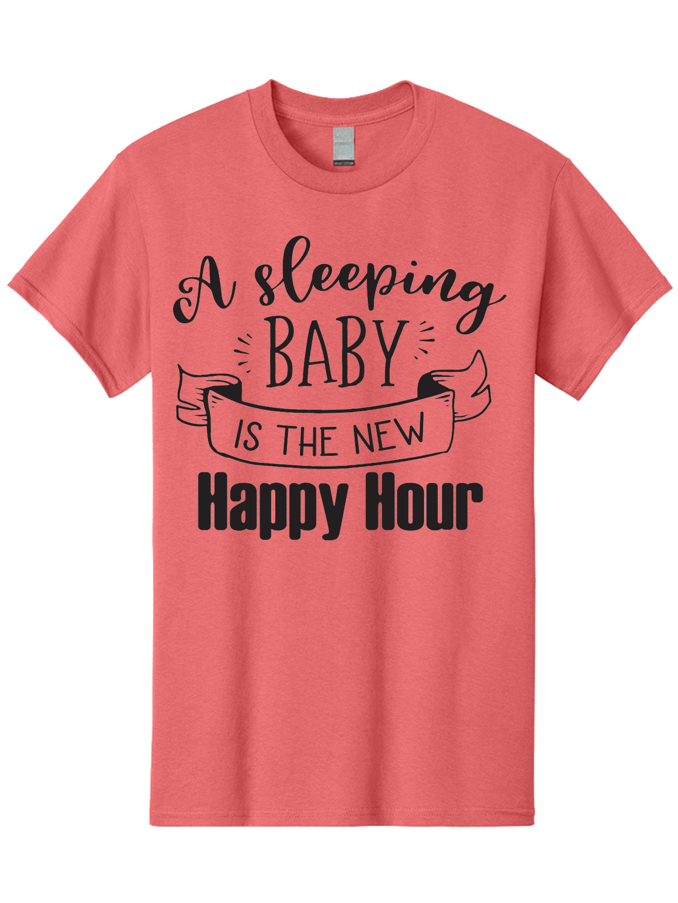 Sleeping-Baby-Is-The-New-Happy-Hour Men'S Graphic Tee, 100% Cotton, Comfortable Casual Summer Wear, Machine Washable, Sleeping Baby Quote, Happy Hour, Parenting Humor, Baby Sleep, New Parents, Funny Quote, Parenting Life Aad165