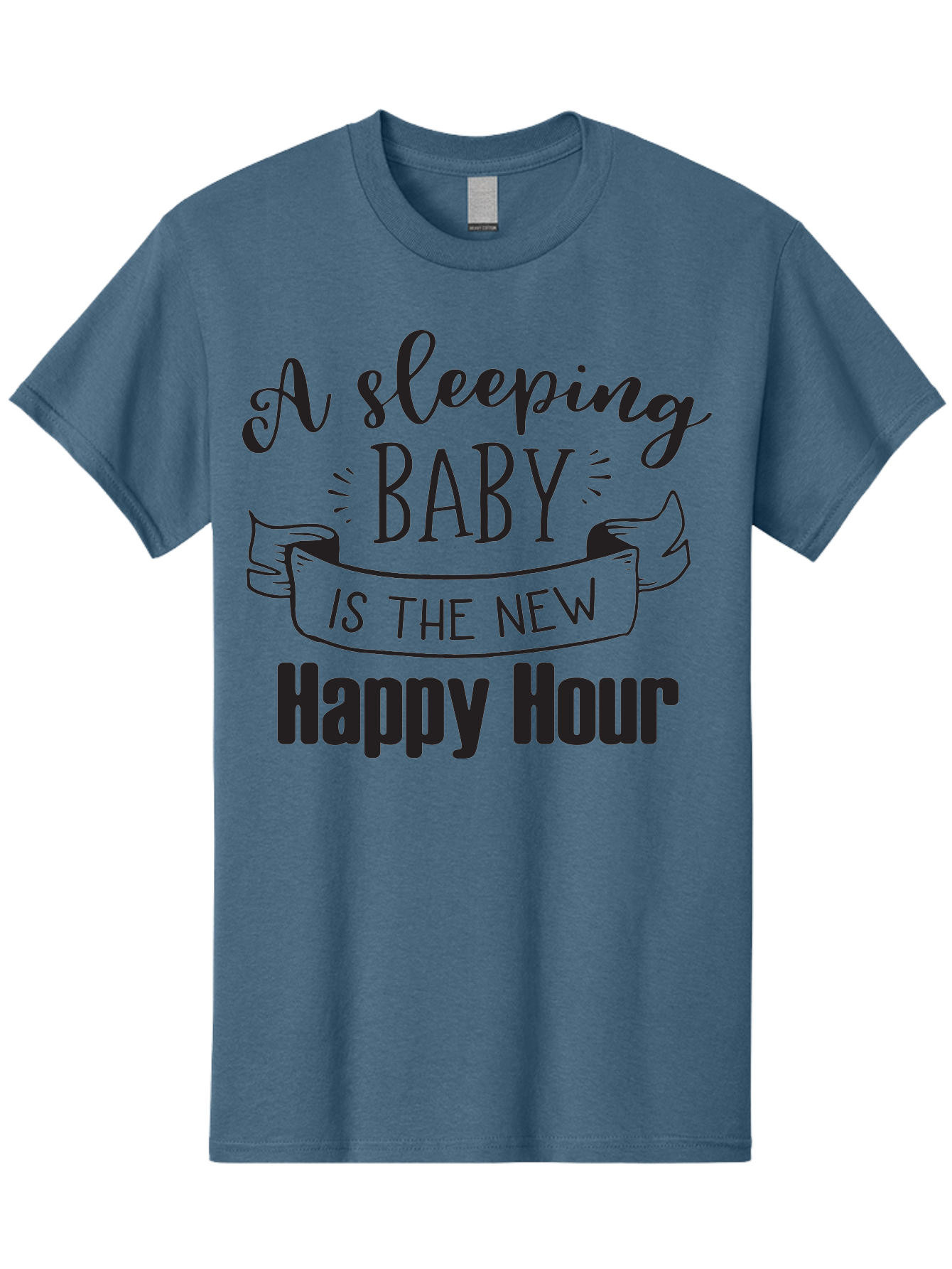 Sleeping-Baby-Is-The-New-Happy-Hour Men'S Graphic Tee, 100% Cotton, Comfortable Casual Summer Wear, Machine Washable, Sleeping Baby Quote, Happy Hour, Parenting Humor, Baby Sleep, New Parents, Funny Quote, Parenting Life Aad165