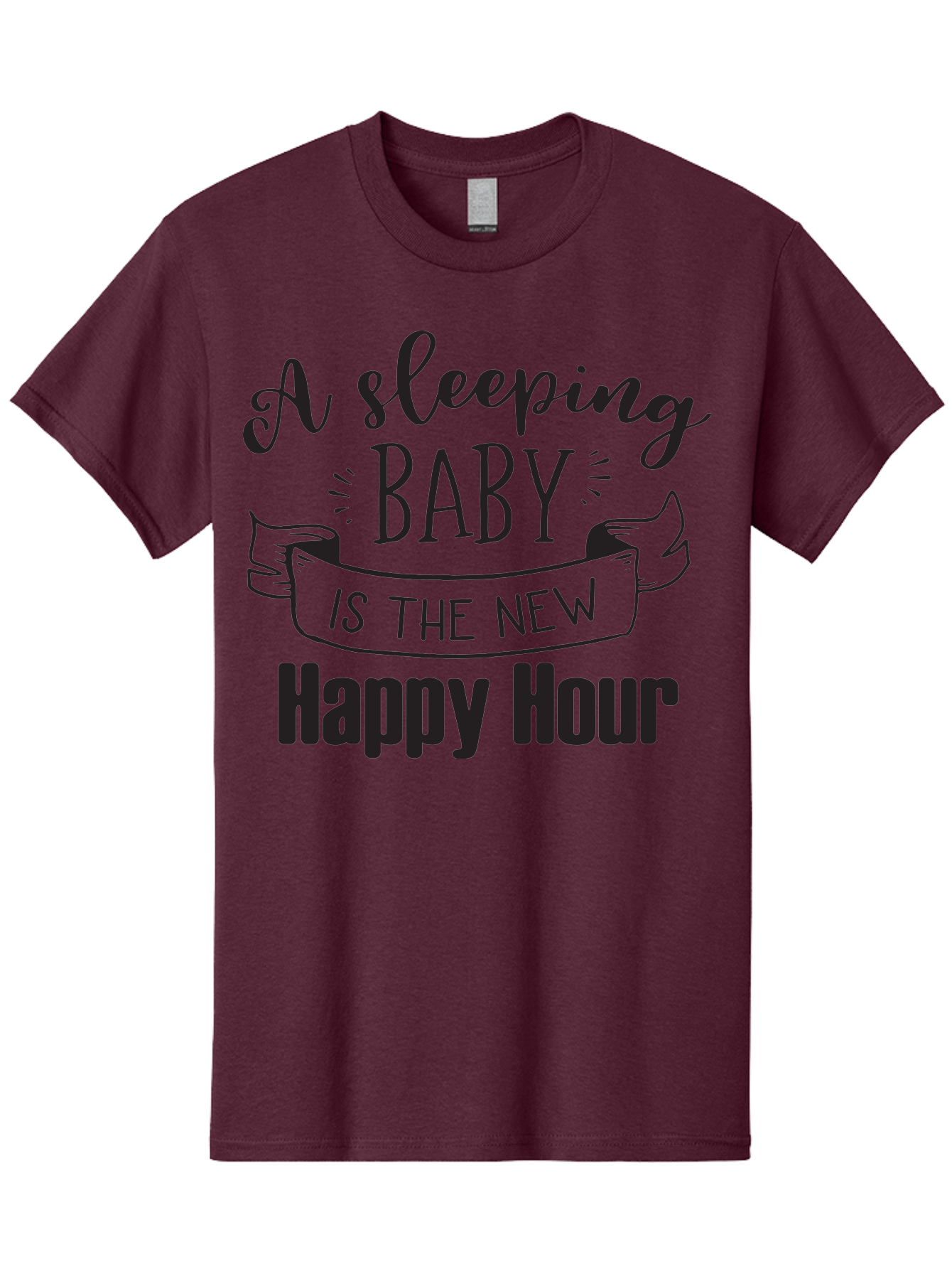 Sleeping-Baby-Is-The-New-Happy-Hour Men'S Graphic Tee, 100% Cotton, Comfortable Casual Summer Wear, Machine Washable, Sleeping Baby Quote, Happy Hour, Parenting Humor, Baby Sleep, New Parents, Funny Quote, Parenting Life Aad165