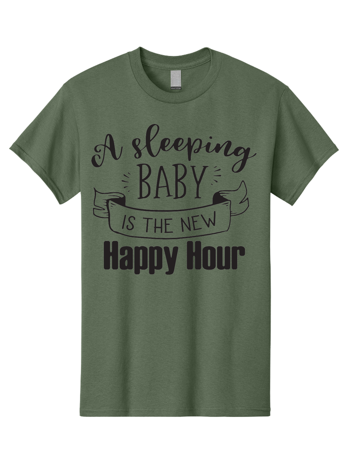 Sleeping-Baby-Is-The-New-Happy-Hour Men'S Graphic Tee, 100% Cotton, Comfortable Casual Summer Wear, Machine Washable, Sleeping Baby Quote, Happy Hour, Parenting Humor, Baby Sleep, New Parents, Funny Quote, Parenting Life Aad165