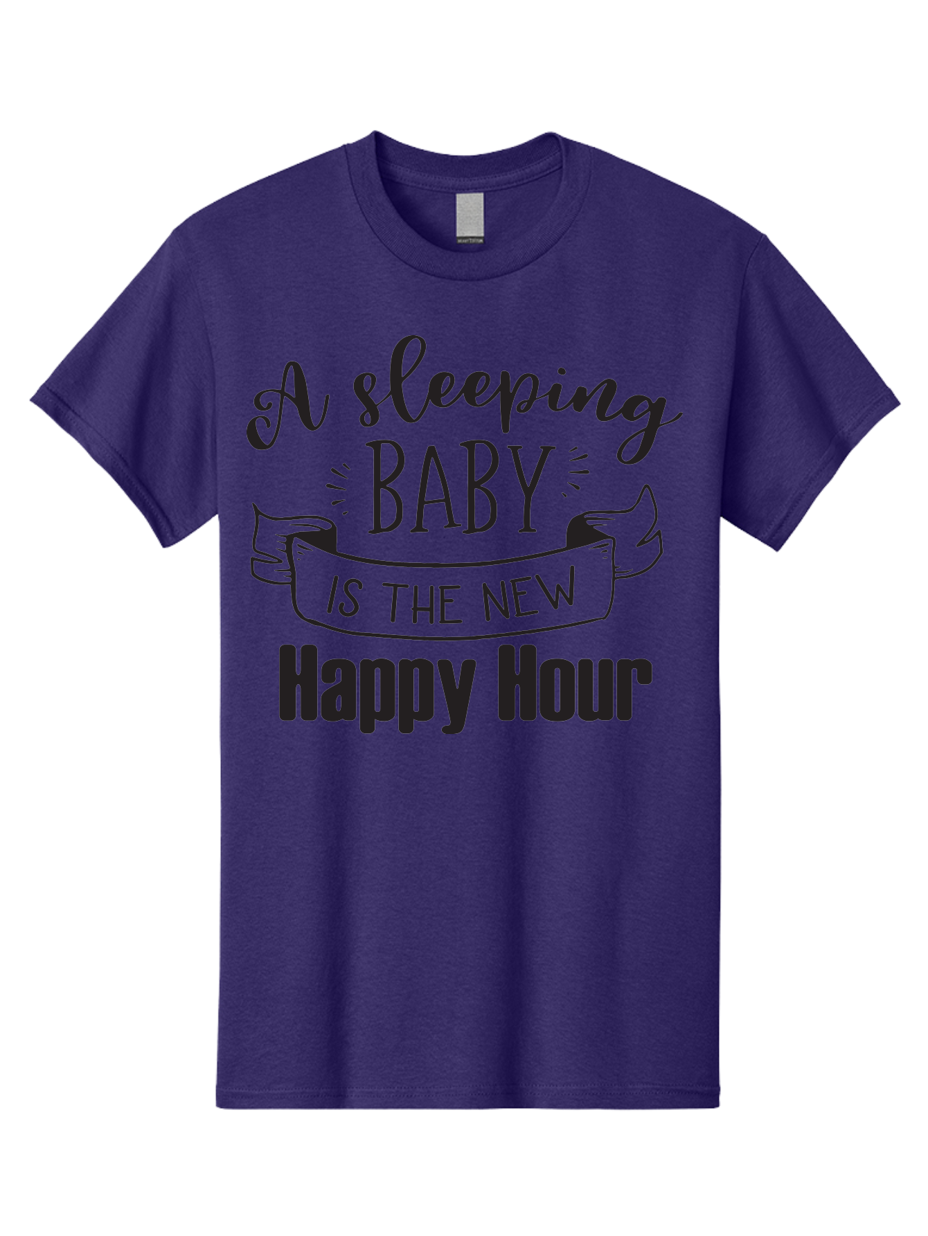 Sleeping-Baby-Is-The-New-Happy-Hour Men'S Graphic Tee, 100% Cotton, Comfortable Casual Summer Wear, Machine Washable, Sleeping Baby Quote, Happy Hour, Parenting Humor, Baby Sleep, New Parents, Funny Quote, Parenting Life Aad165