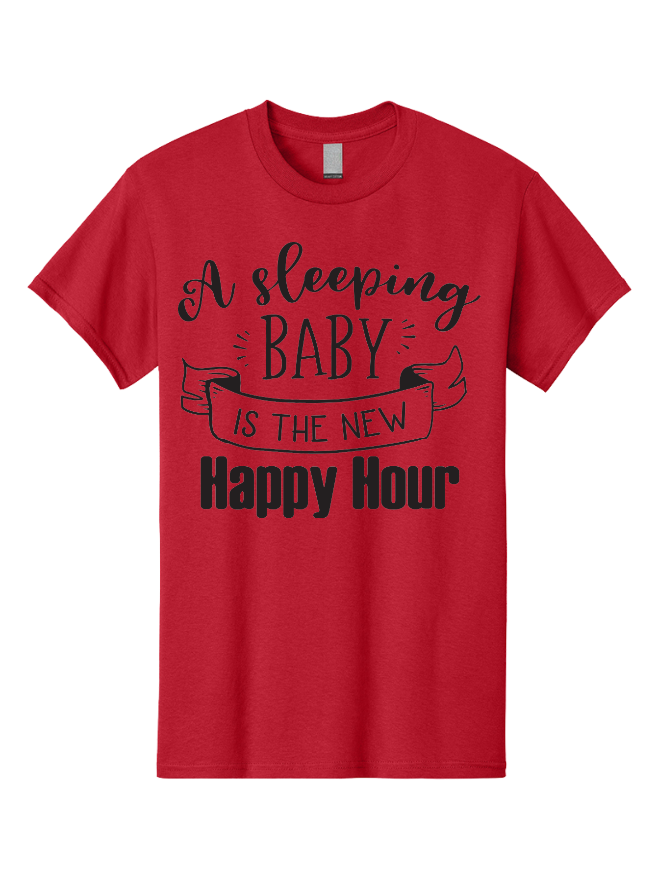 Sleeping-Baby-Is-The-New-Happy-Hour Men'S Graphic Tee, 100% Cotton, Comfortable Casual Summer Wear, Machine Washable, Sleeping Baby Quote, Happy Hour, Parenting Humor, Baby Sleep, New Parents, Funny Quote, Parenting Life Aad165