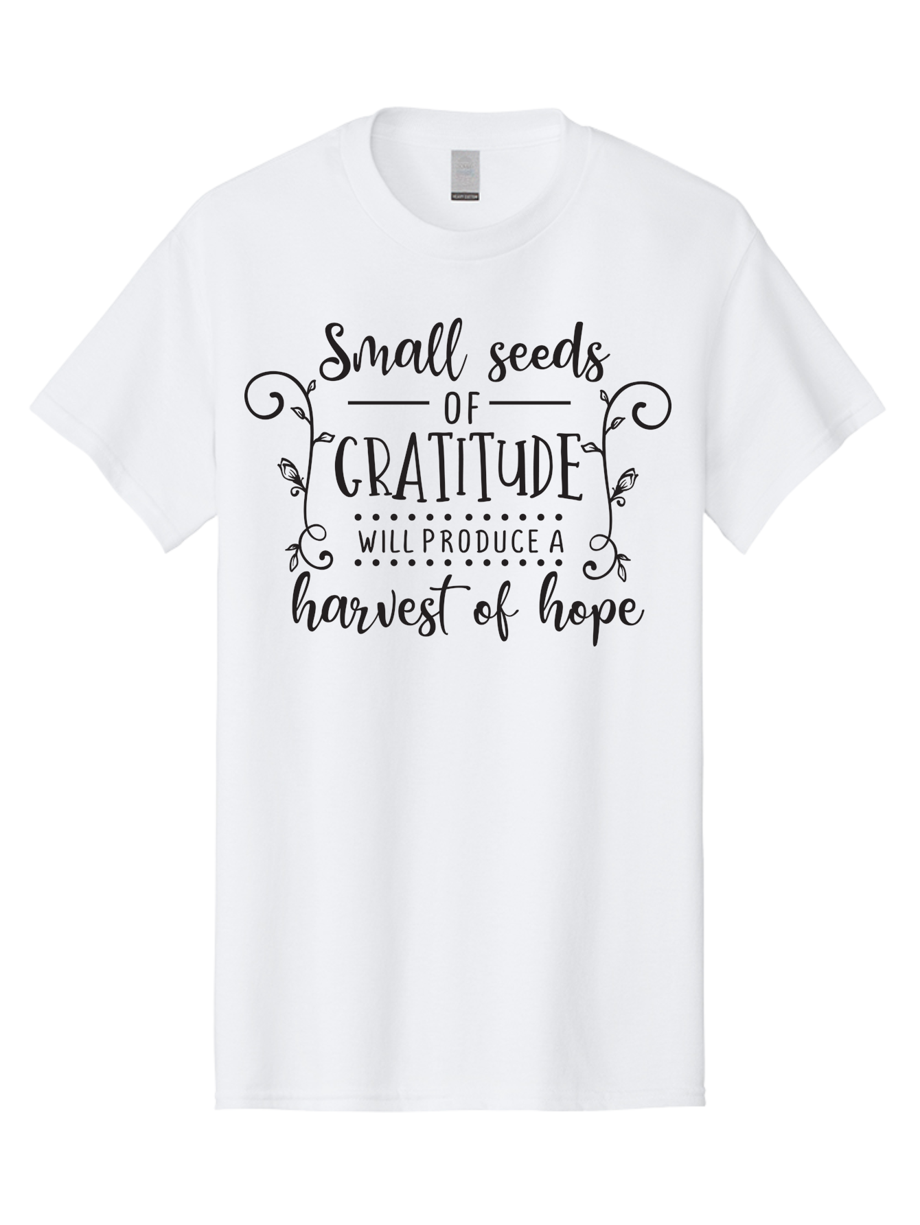 Small-Seeds-Of-Gratitude Men'S Graphic Tee, 100% Cotton, Comfortable Casual Summer Wear, Machine Washable, Gratitude Quotes, Hope And Positivity, Inspirational Sayings, Motivational Phrases, Positive Affirmations, Uplifting Messages, Aad166
