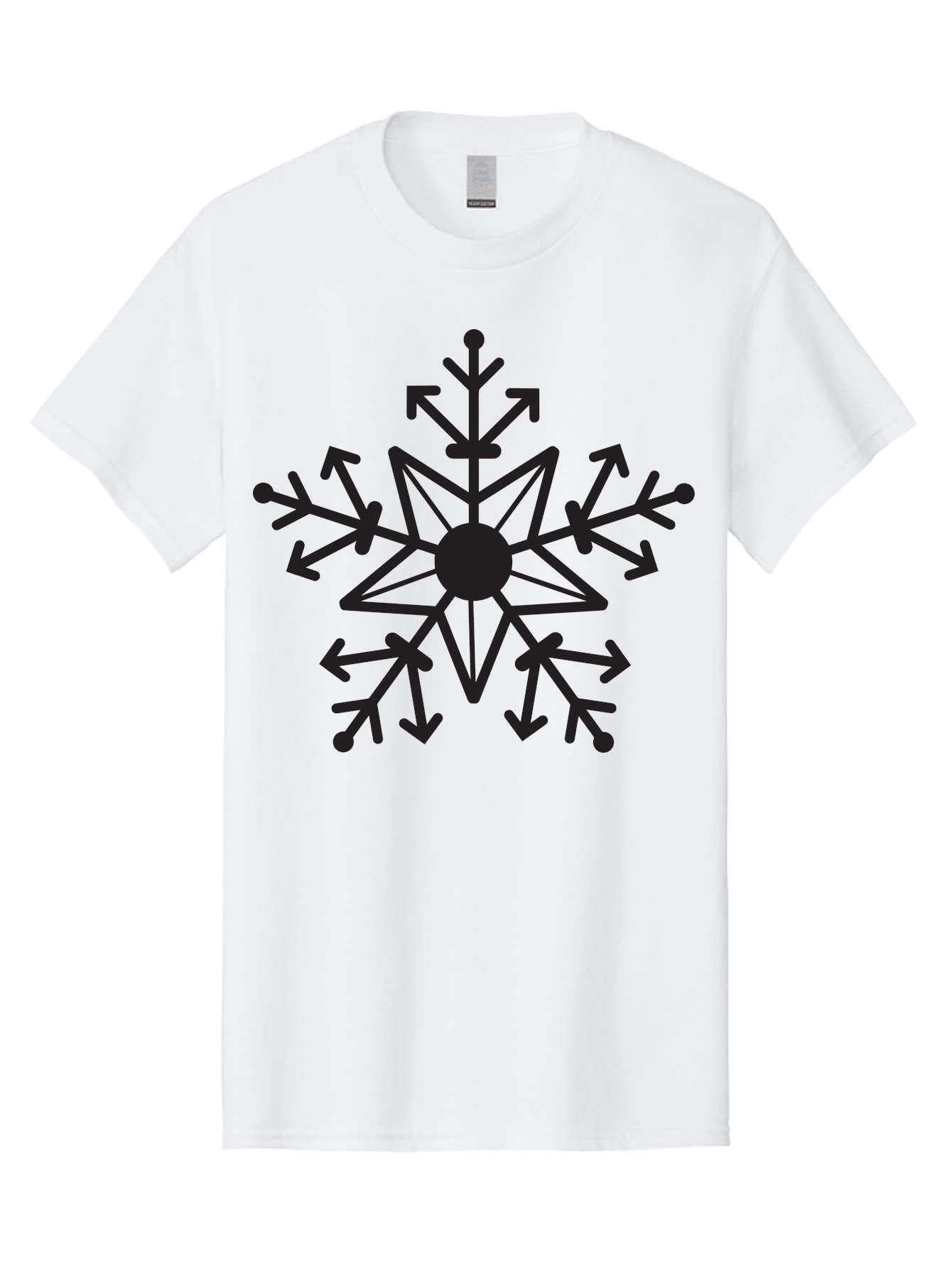 Snowflake-1 Men'S Graphic Tee, 100% Cotton, Comfortable Casual Summer Wear, Machine Washable, Snowflake Design, Arrow Pattern, Symmetrical Shape, Geometric Figure, Abstract Art, Black And Green, Intricate Details, Frosty Feel, Winter Theme Aad167