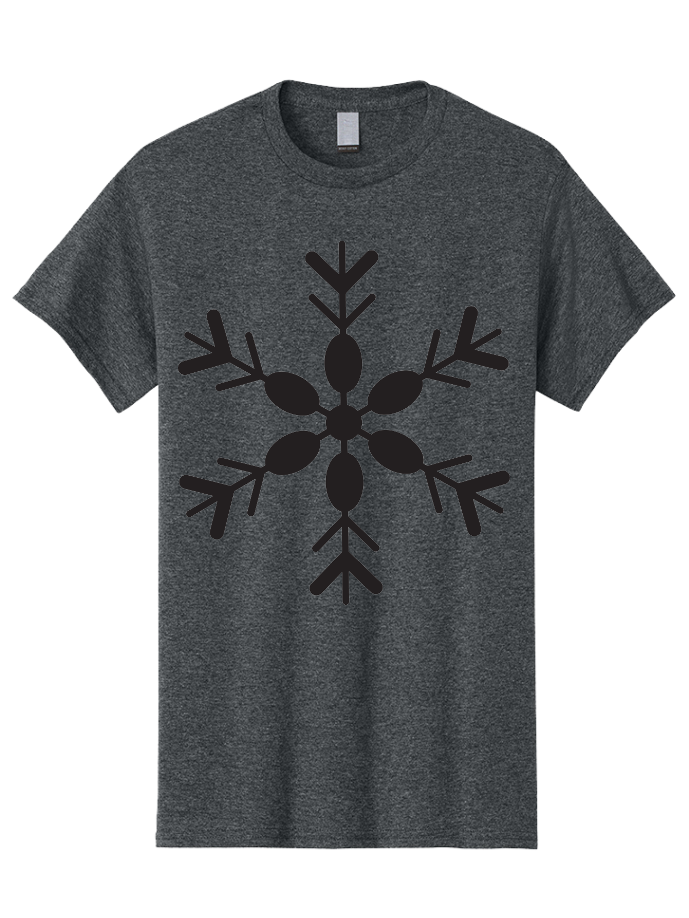 Snowflake-2 Men'S Graphic Tee, 100% Cotton, Comfortable Casual Summer Wear, Machine Washable, Symmetrical Black Snowflake, Winter Wonderland, Festive Design, Intricate Patterns, Six-Pointed Star, Christmas Decorations, Holiday Graphics, Aad168