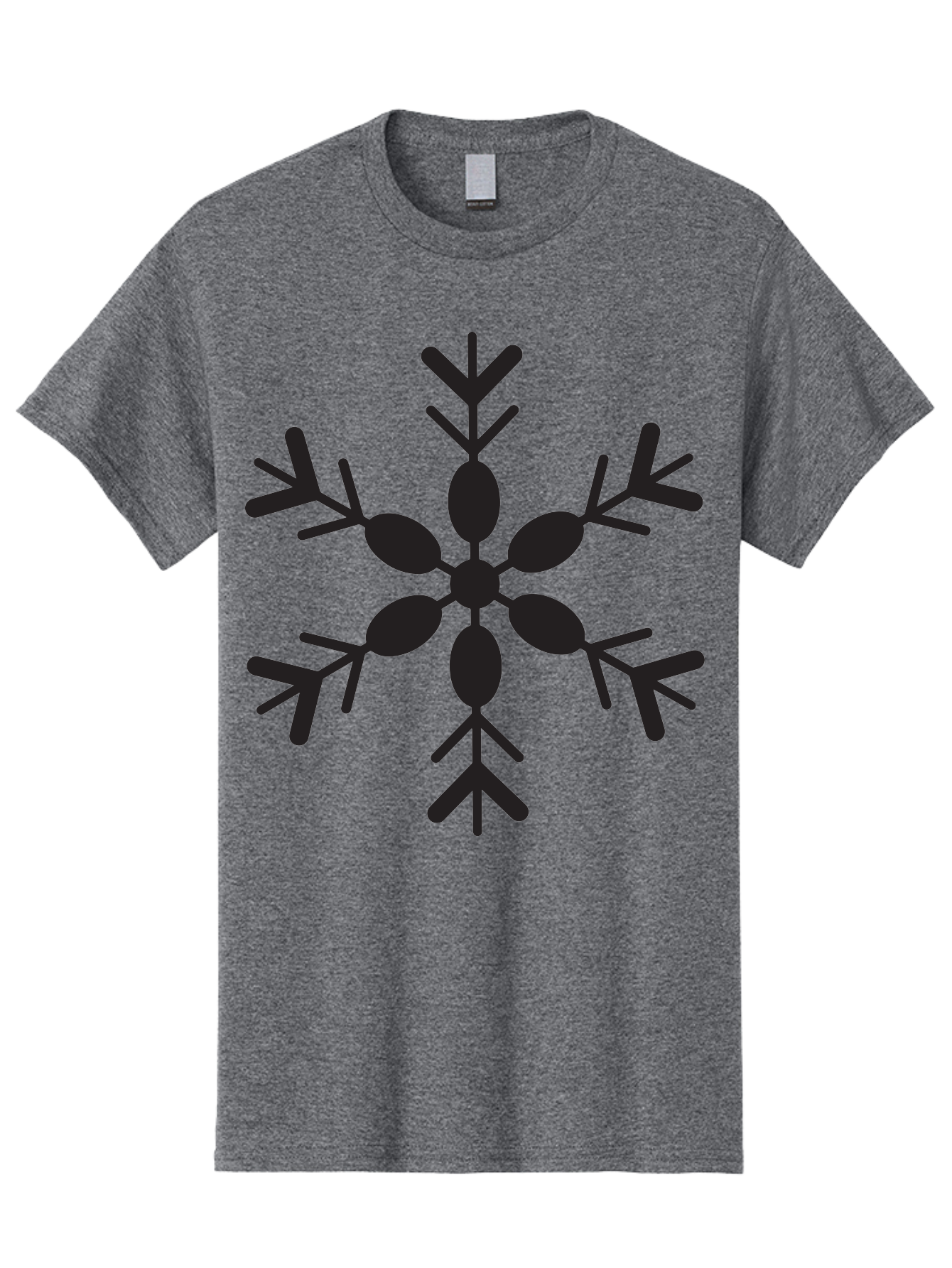 Snowflake-2 Men'S Graphic Tee, 100% Cotton, Comfortable Casual Summer Wear, Machine Washable, Symmetrical Black Snowflake, Winter Wonderland, Festive Design, Intricate Patterns, Six-Pointed Star, Christmas Decorations, Holiday Graphics, Aad168
