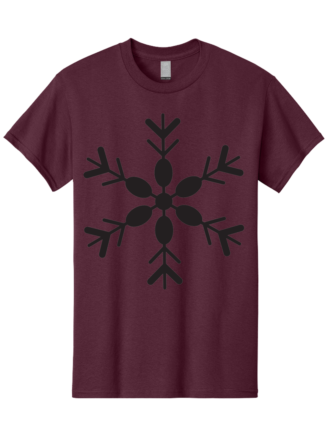 Snowflake-2 Men'S Graphic Tee, 100% Cotton, Comfortable Casual Summer Wear, Machine Washable, Symmetrical Black Snowflake, Winter Wonderland, Festive Design, Intricate Patterns, Six-Pointed Star, Christmas Decorations, Holiday Graphics, Aad168