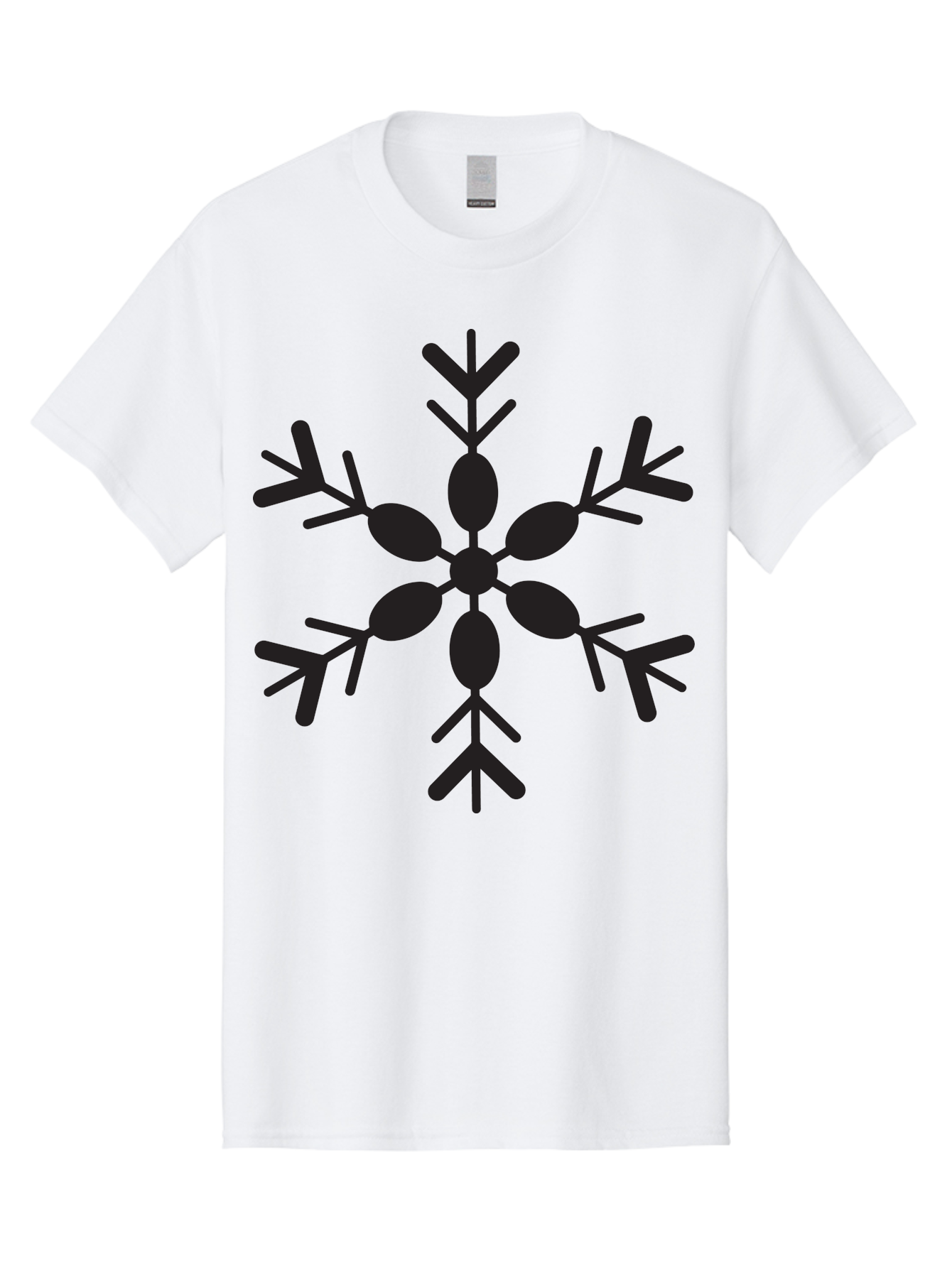 Snowflake-2 Men'S Graphic Tee, 100% Cotton, Comfortable Casual Summer Wear, Machine Washable, Symmetrical Black Snowflake, Winter Wonderland, Festive Design, Intricate Patterns, Six-Pointed Star, Christmas Decorations, Holiday Graphics, Aad168