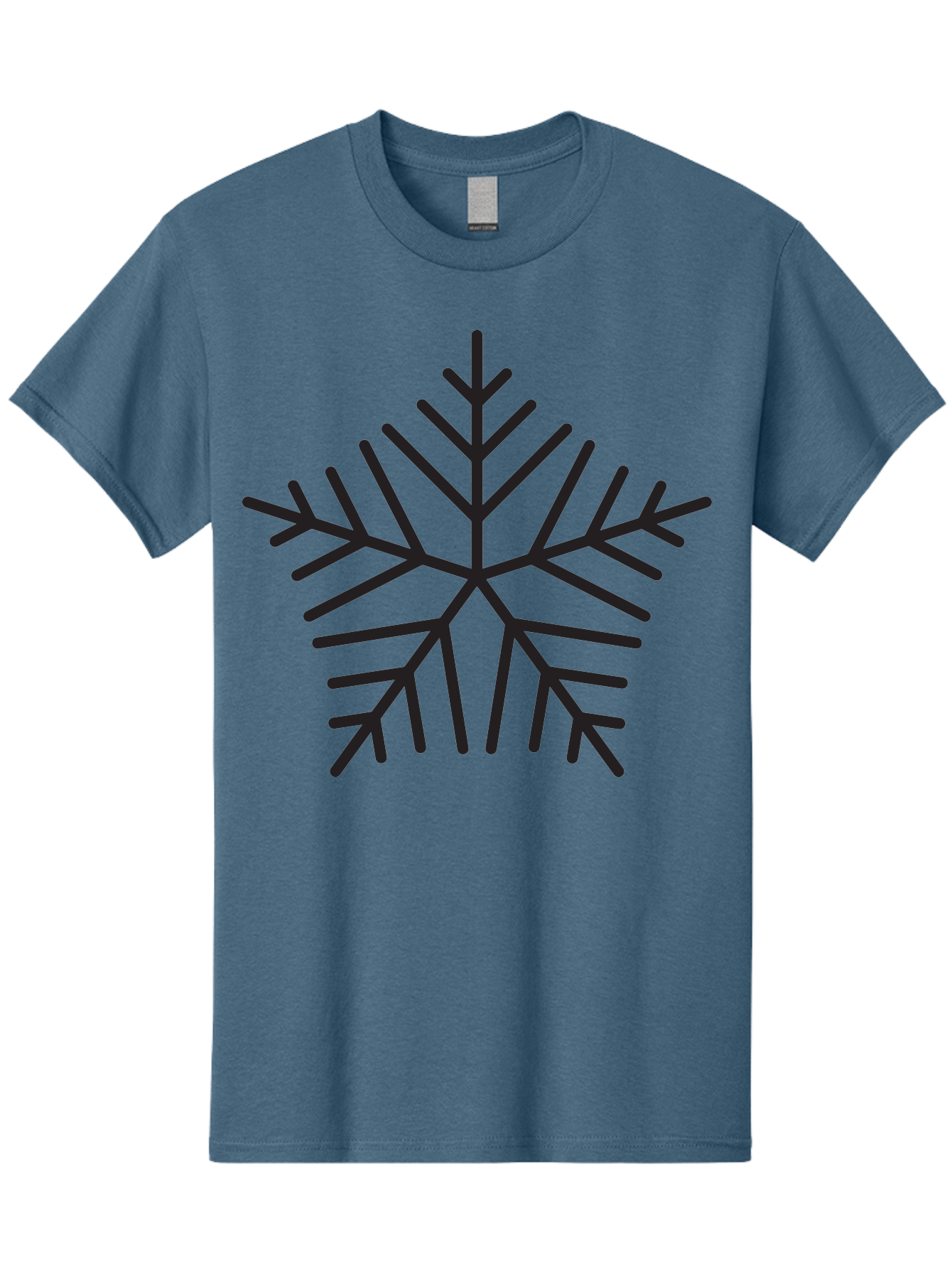 Snowflake-3 Men'S Graphic Tee, 100% Cotton, Comfortable Casual Summer Wear, Machine Washable, Snowflake, Symmetrical Design, Black Silhouette, Winter Symbol, Frosty Theme, Geometric Pattern, Delicate Branches, Intricate Details, Aad169