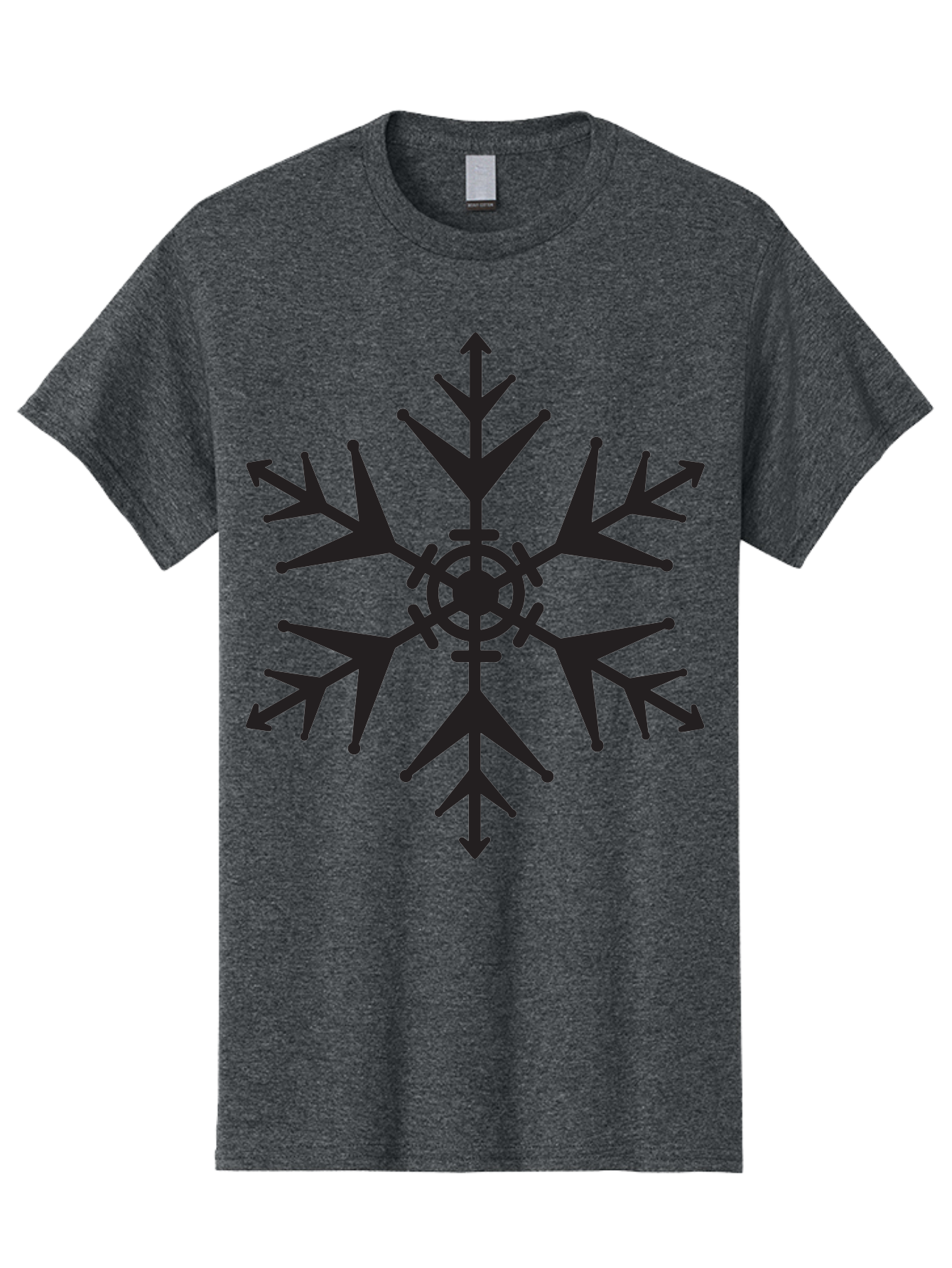 Snowflake-4 Men'S Graphic Tee, 100% Cotton, Comfortable Casual Summer Wear, Machine Washable, Snowflake Design, Black Silhouette, Six-Pointed Star, Symmetrical Pattern, Frosty Decor, Winter Symbol, Cold Weather, Symmetrical Shape Aad170