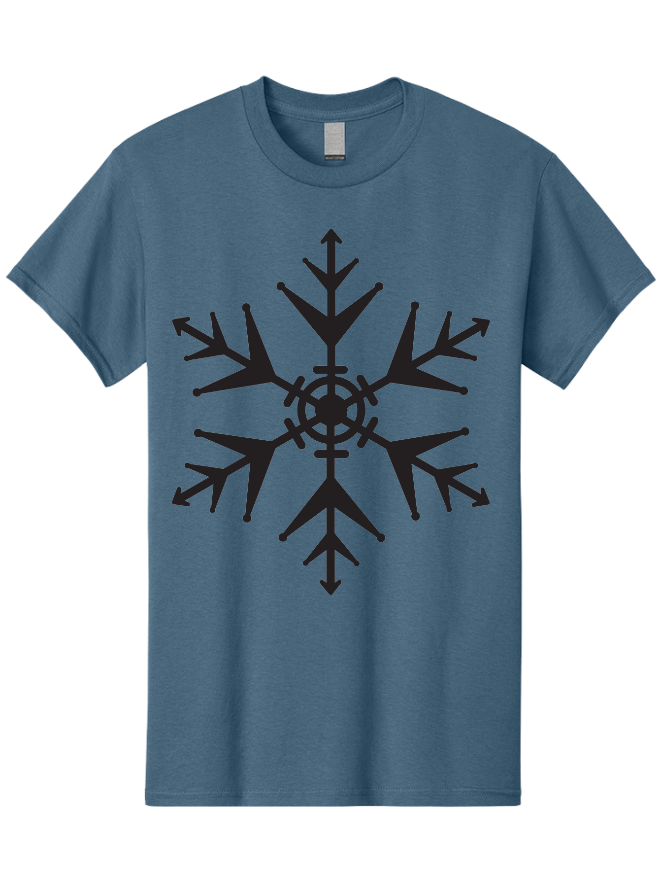 Snowflake-4 Men'S Graphic Tee, 100% Cotton, Comfortable Casual Summer Wear, Machine Washable, Snowflake Design, Black Silhouette, Six-Pointed Star, Symmetrical Pattern, Frosty Decor, Winter Symbol, Cold Weather, Symmetrical Shape Aad170
