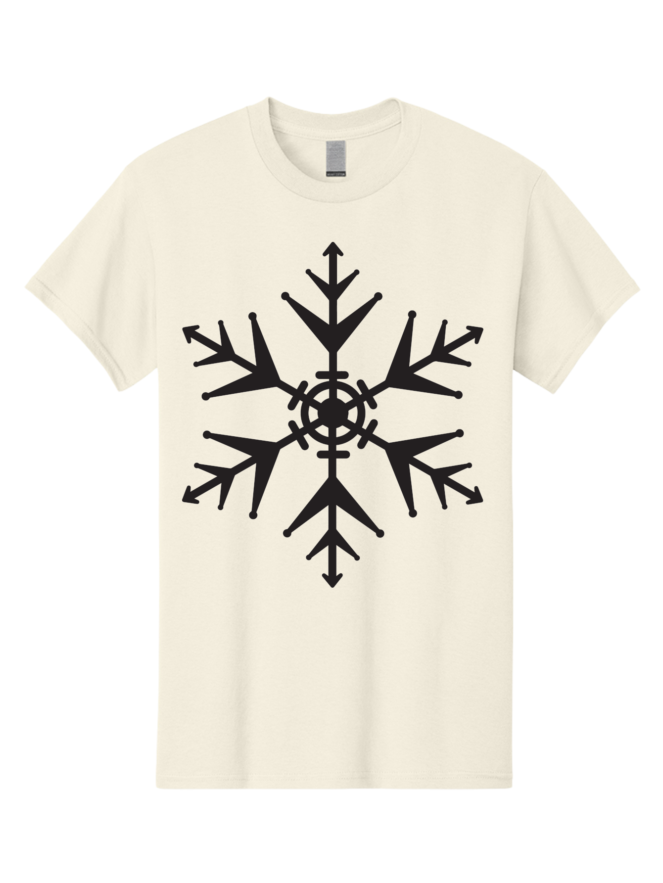 Snowflake-4 Men'S Graphic Tee, 100% Cotton, Comfortable Casual Summer Wear, Machine Washable, Snowflake Design, Black Silhouette, Six-Pointed Star, Symmetrical Pattern, Frosty Decor, Winter Symbol, Cold Weather, Symmetrical Shape Aad170