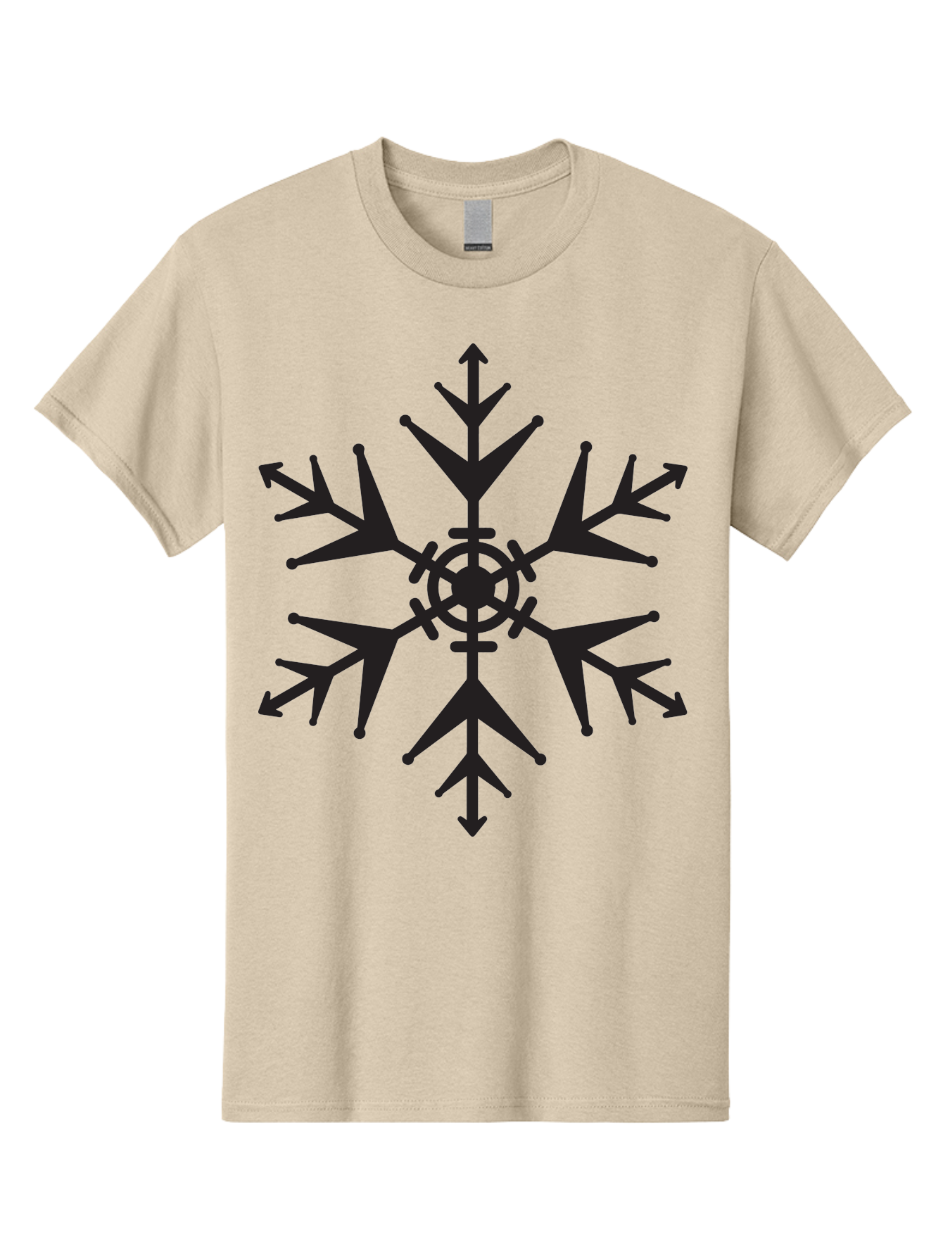 Snowflake-4 Men'S Graphic Tee, 100% Cotton, Comfortable Casual Summer Wear, Machine Washable, Snowflake Design, Black Silhouette, Six-Pointed Star, Symmetrical Pattern, Frosty Decor, Winter Symbol, Cold Weather, Symmetrical Shape Aad170