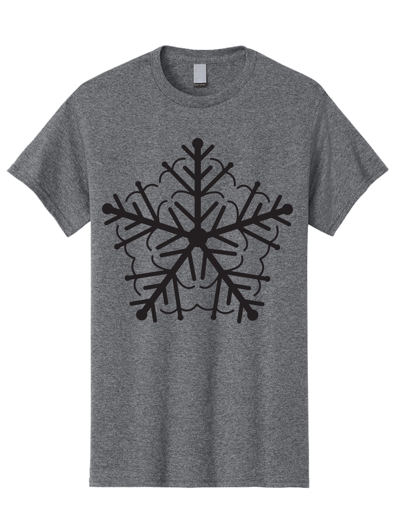 Snowflake-5 Men'S Graphic Tee, 100% Cotton, Comfortable Casual Summer Wear, Machine Washable, Black Snowflake, Winter Wonderland, Festive Decoration, Holiday Season, Snowy Design, Symmetrical Pattern, Frozen Frost, Icy Charm Aad171