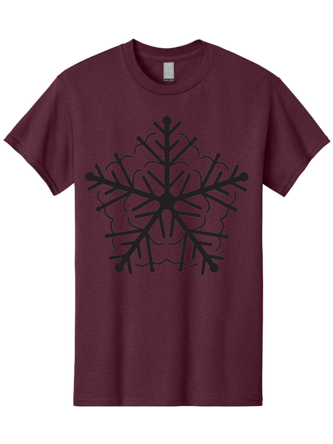 Snowflake-5 Men'S Graphic Tee, 100% Cotton, Comfortable Casual Summer Wear, Machine Washable, Black Snowflake, Winter Wonderland, Festive Decoration, Holiday Season, Snowy Design, Symmetrical Pattern, Frozen Frost, Icy Charm Aad171