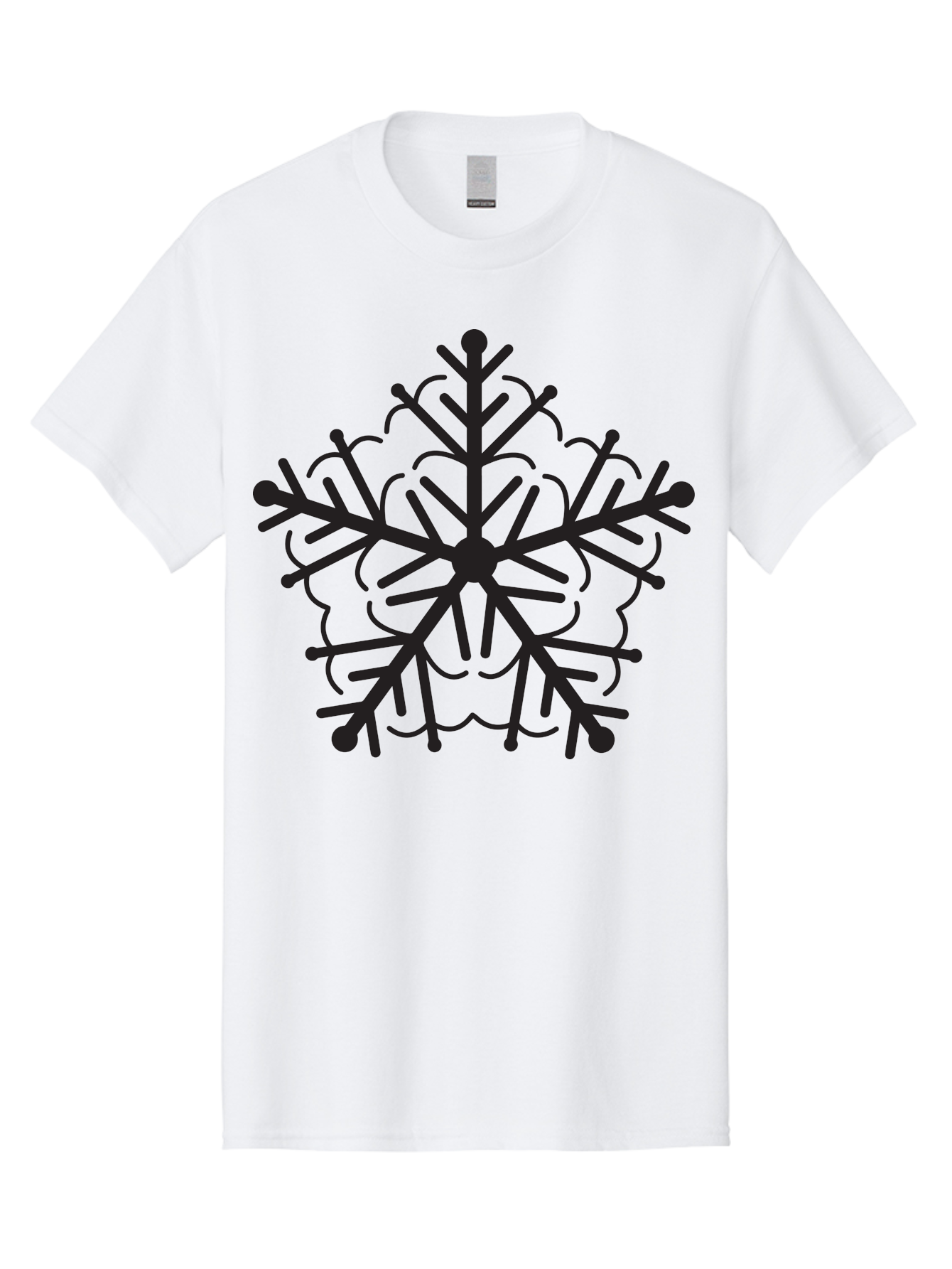 Snowflake-5 Men'S Graphic Tee, 100% Cotton, Comfortable Casual Summer Wear, Machine Washable, Black Snowflake, Winter Wonderland, Festive Decoration, Holiday Season, Snowy Design, Symmetrical Pattern, Frozen Frost, Icy Charm Aad171